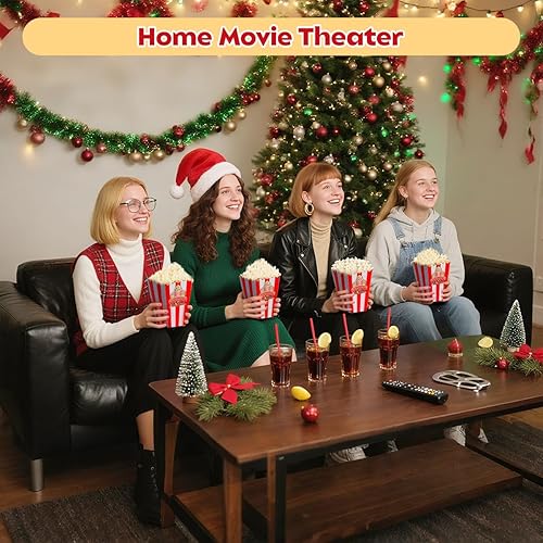 Miniatura 4 de 30 cajas clásicas para palomitas de maíz, bolsas desechables individuales a rayas rojas y blancas, contenedor para noche de cine, Halloween, Acción