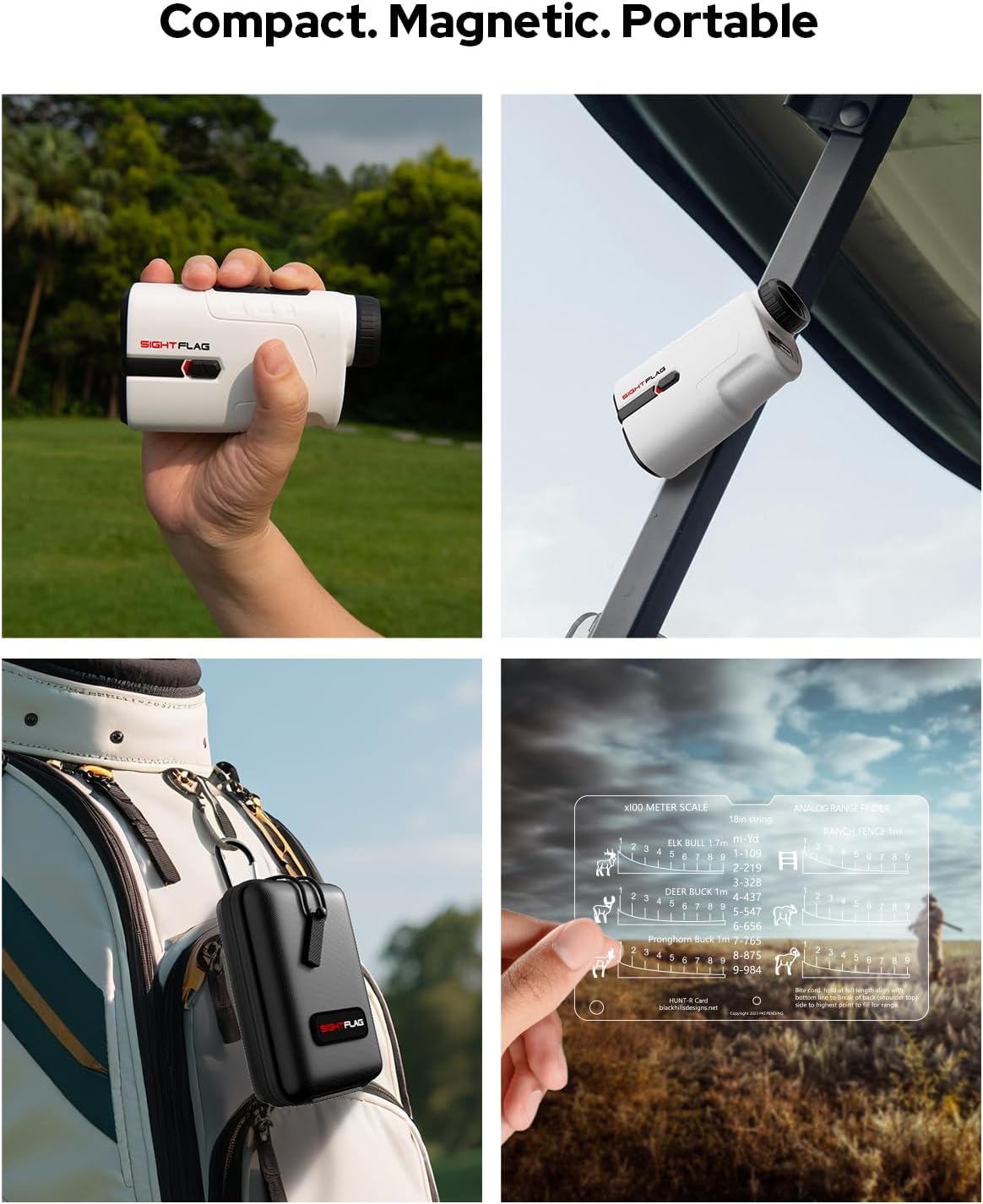 Golf Rangefinder with Slope, 1300 Yards Laser Range Finder Golf, 7.5X Magnification Flag Pole Locking Vibration Rechargeable Range Finders with Magnet Golf Accessories for Men Women Sightflag GF1 - Image 7