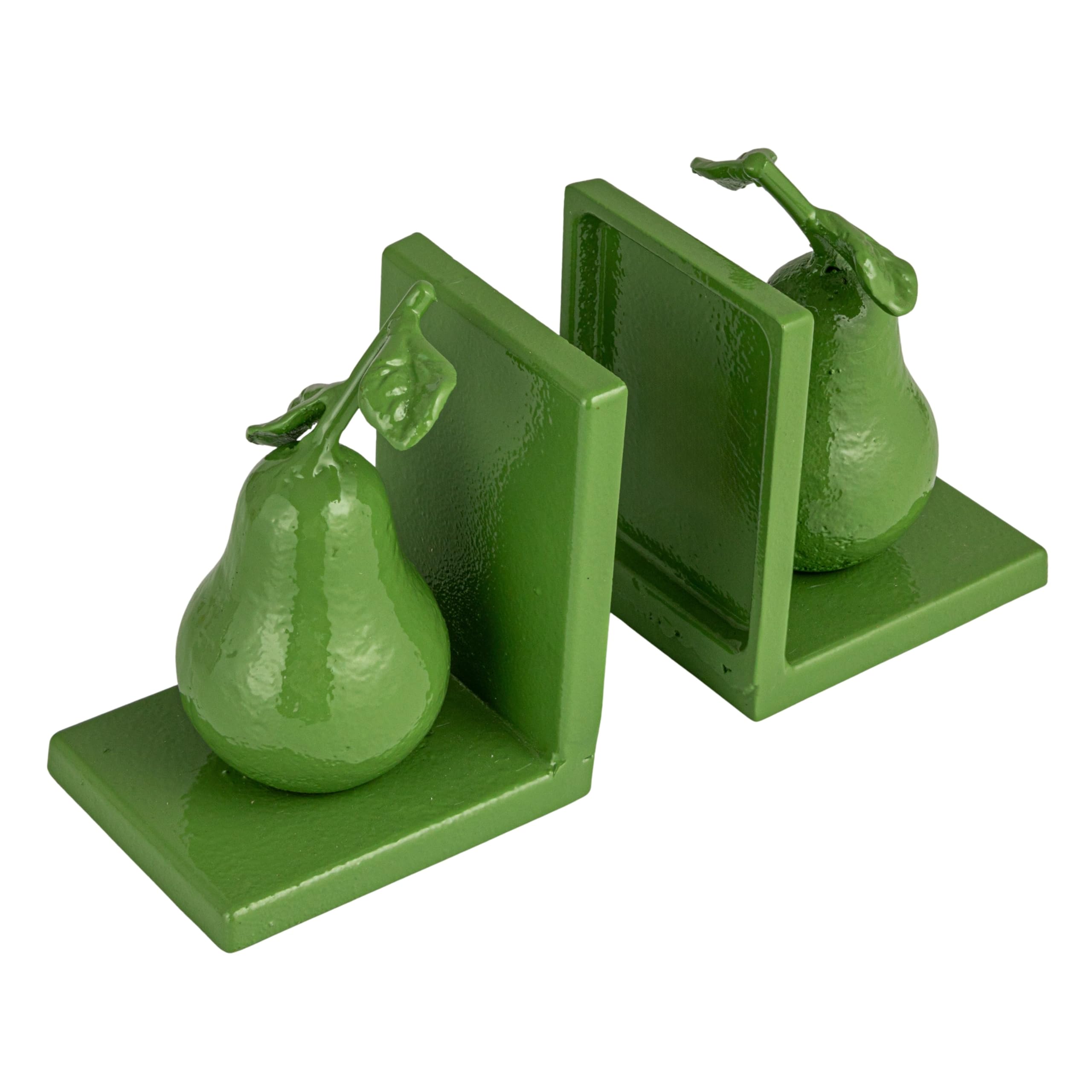 Creative Co-Op 2-Piece Cast Metal Pear Bookends, Green