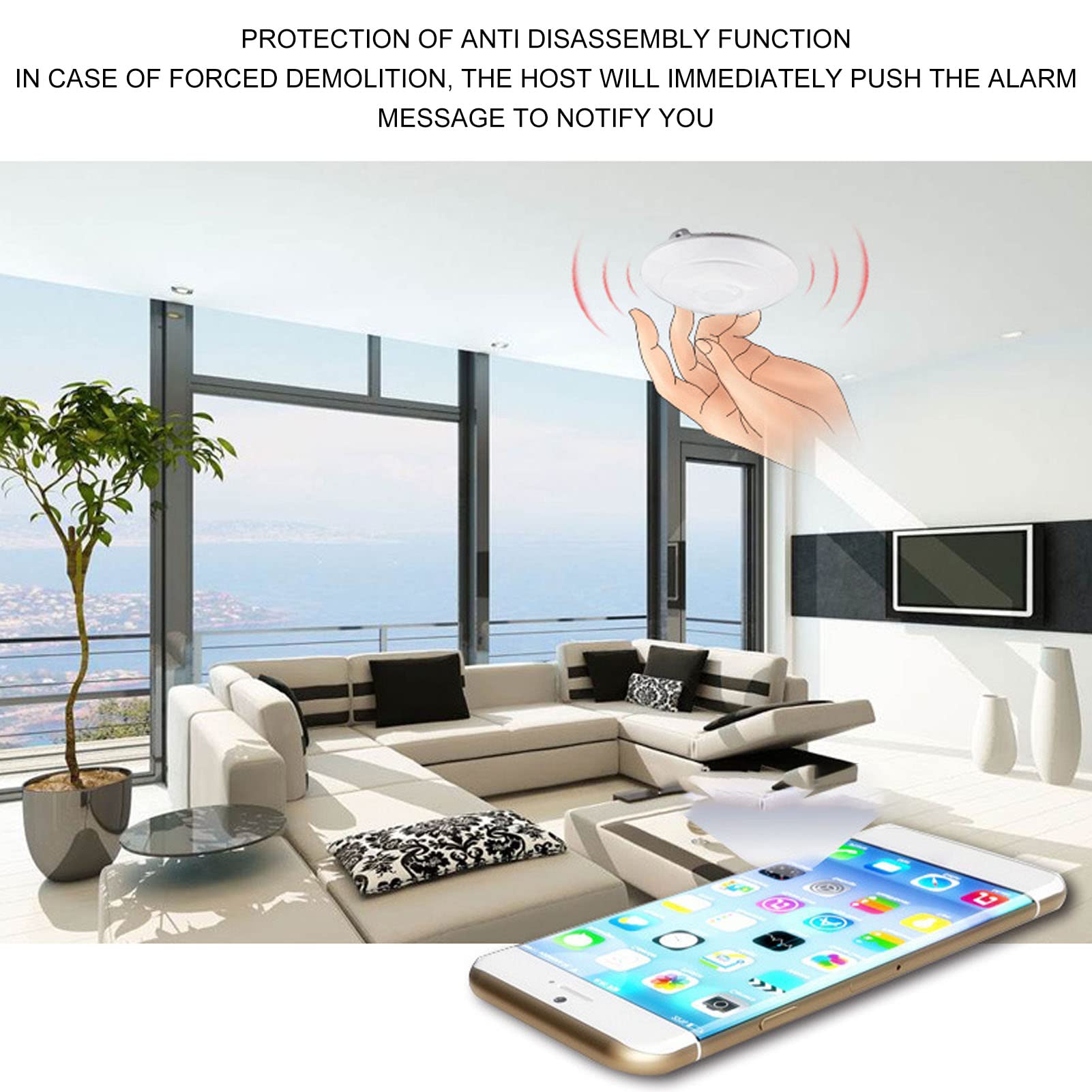 Oumefar Detector de Movimiento Infrarrojo Detección de 360° Sensor Antirrobo Avanzado para de Seguridad de Montaje en Techo Material ABS DC10-30V