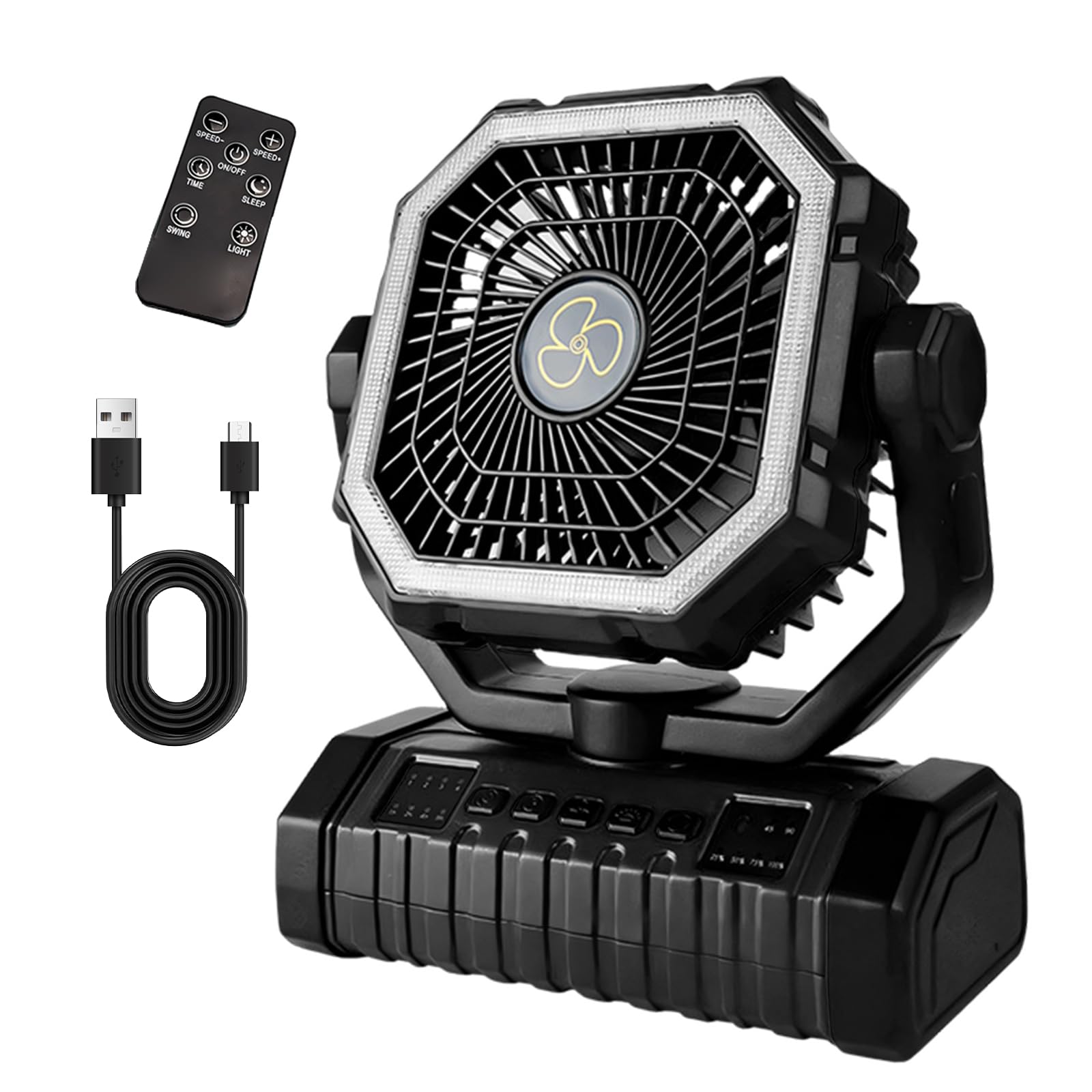 APGLSXY Hanging Fan Light 2 in 1 Device Adjustable Brightness Portable Outdoor Hanging Fan for Tent