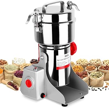 3000W Electric Grain Mill Grinder, 800g Stainless Steel Flour Mill Grinder for Home Use, High Speed Commercial Pulverizer for Dry Grains Spices Coffee Corn Pepper, Swing Type