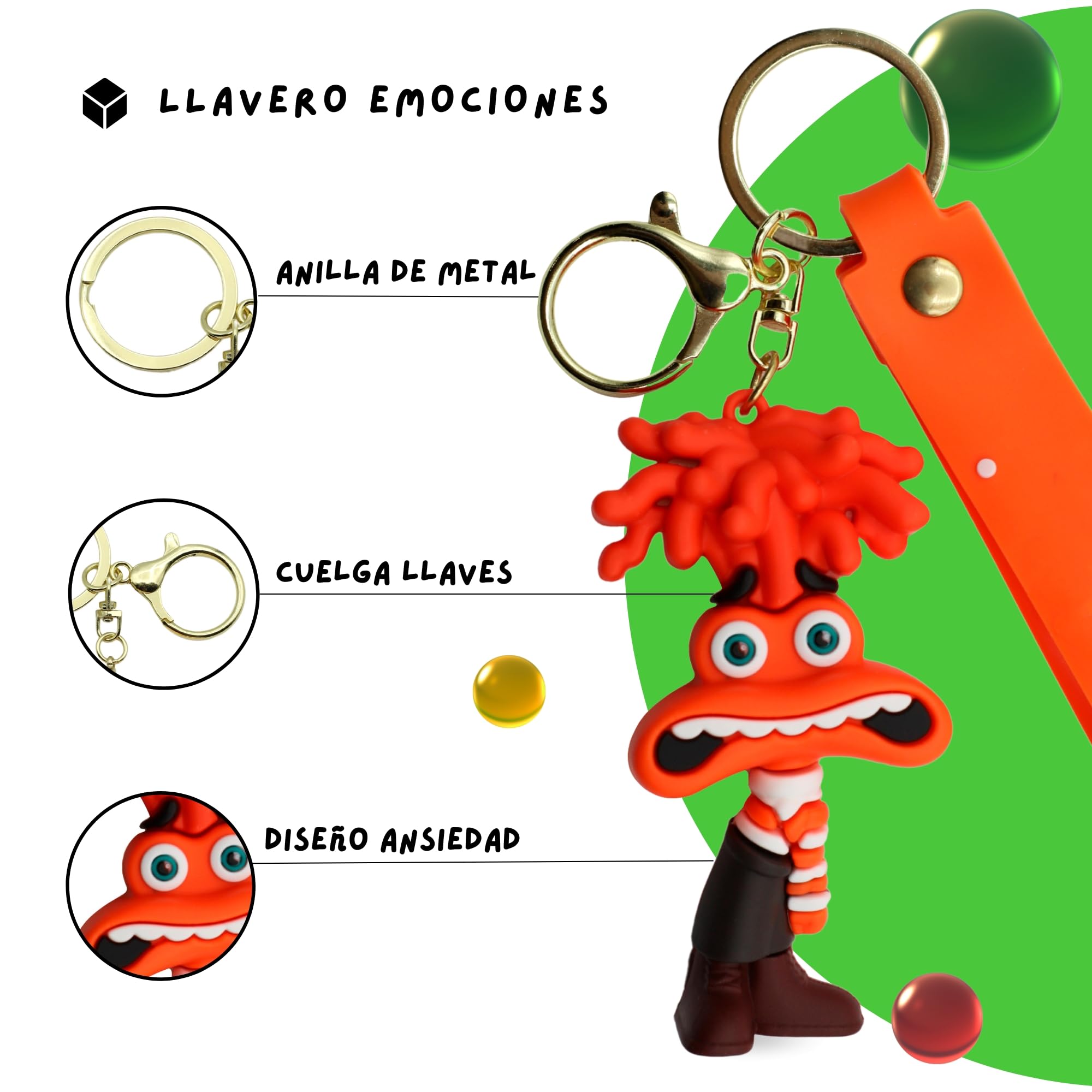 Llavero Personaje de Ansiedad - Dibujo Animado, Goma, Emoción, 6 cm, Silicona - imagen 2