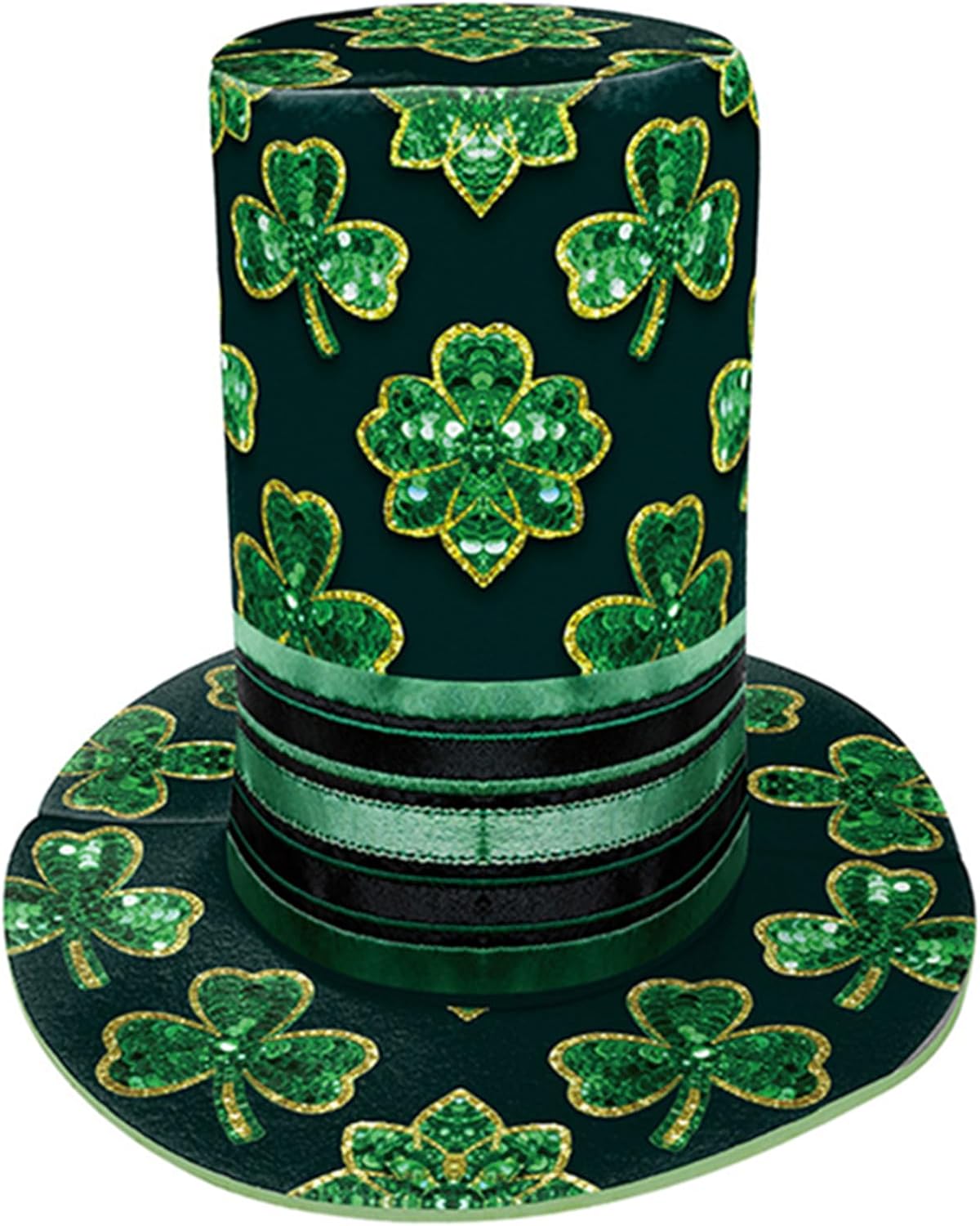 Xuan2Xuan3 St. Patrick's Day Green Leprechaun Top Hat Shamrocks Irish Festive Four-Leaf Clover Top Hat Tree Topper