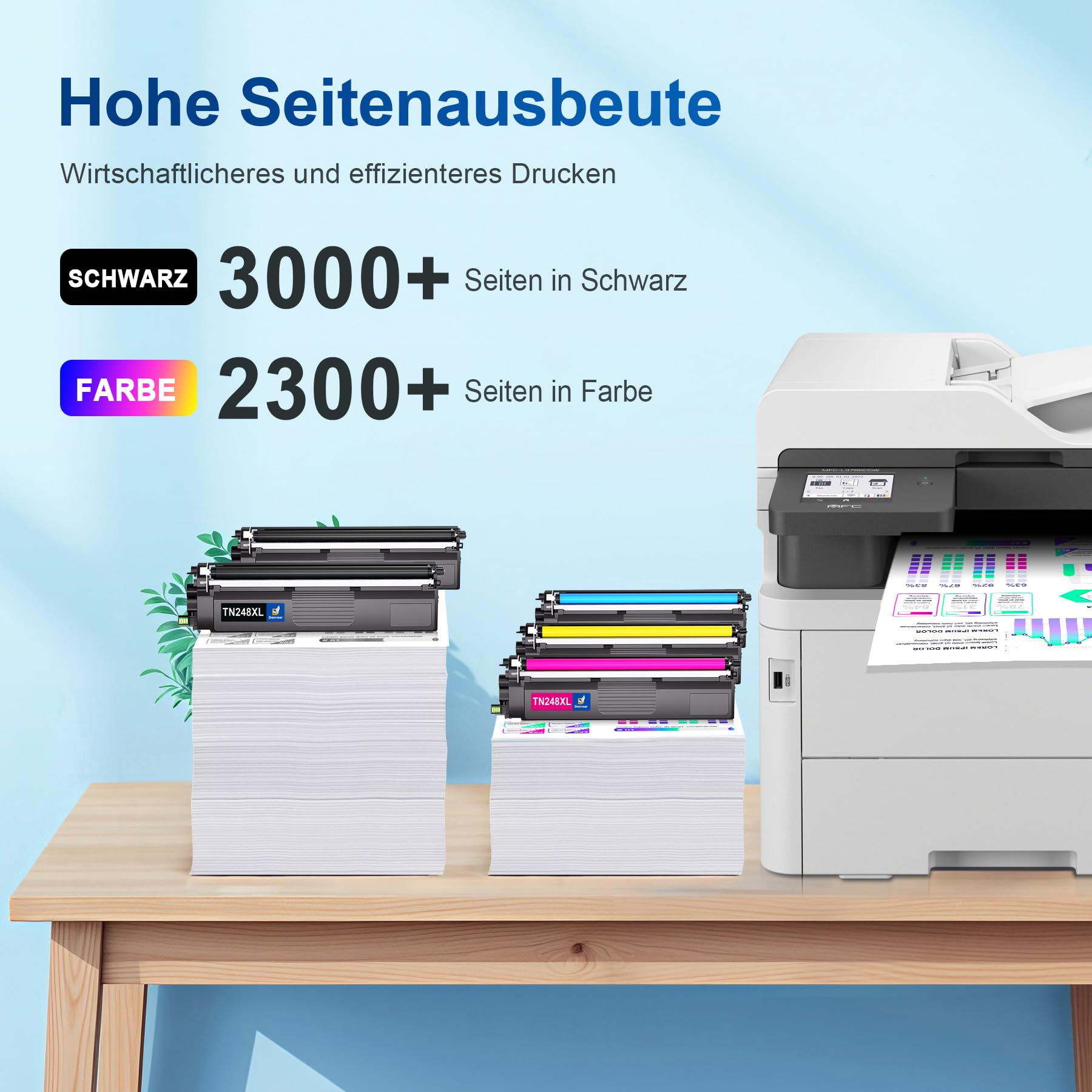 Denvoer TN248XL TN248 Kompatibel für Brother MFC-L3760CDW Toner Brother MFC-L3740CDW Toner Brother DCP-L3560CDW DCP-L3520CDWE HL-L3240CDW HL-L3220CWE (5er-Pack)
