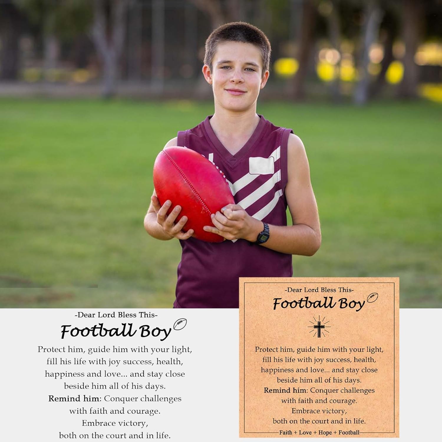Baseball Soccer Basketball Football Necklace Gifts for Boys Kids, Sports Stuff Accessories Cross Necklace Jewelry for Little Boys Birthday Christmas Valentines Easter Baptism Communion Graduation Gifts - Image 4