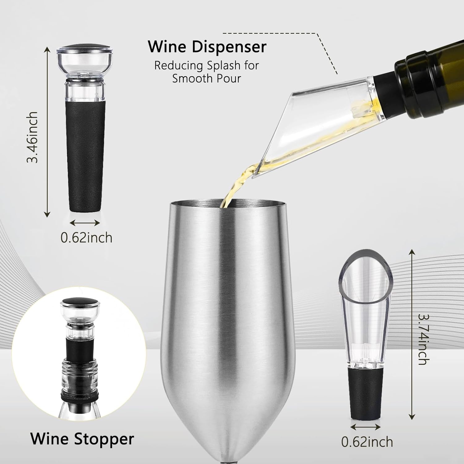 Lifecapido 2 Pack Stainless Steel Champagne Glasses, 8oz Stemmed Unbreakable Champagne Glasses, Elegant Stainless Steel Champagne Flutes for Party Wedding Christmas Anniversary, Silver - Image 7