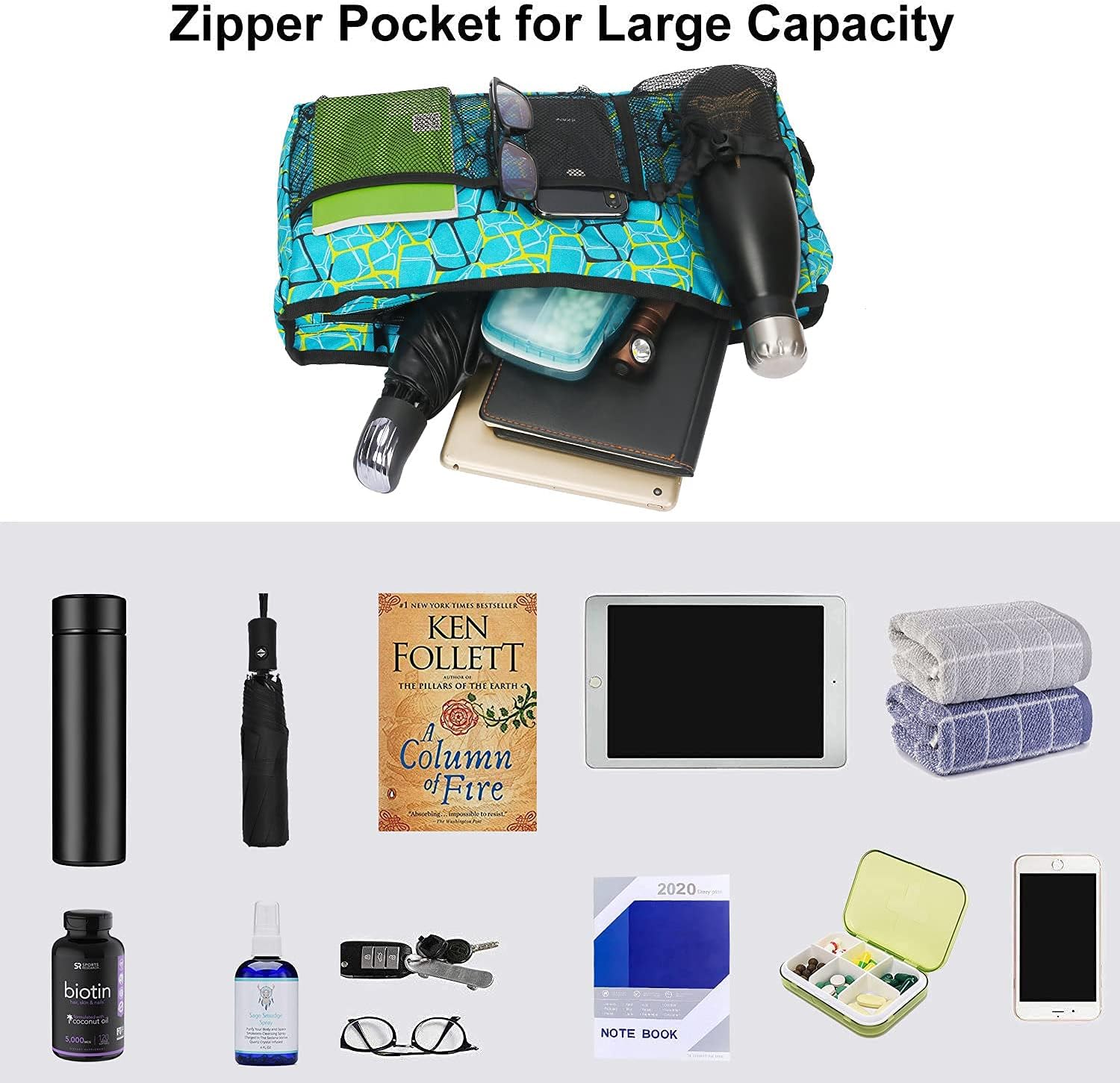 Side Walker Bag with Cup Holder + Water Resistant Pouch Basket Tote Walker Organizer with 6 Pockets : Health & Household