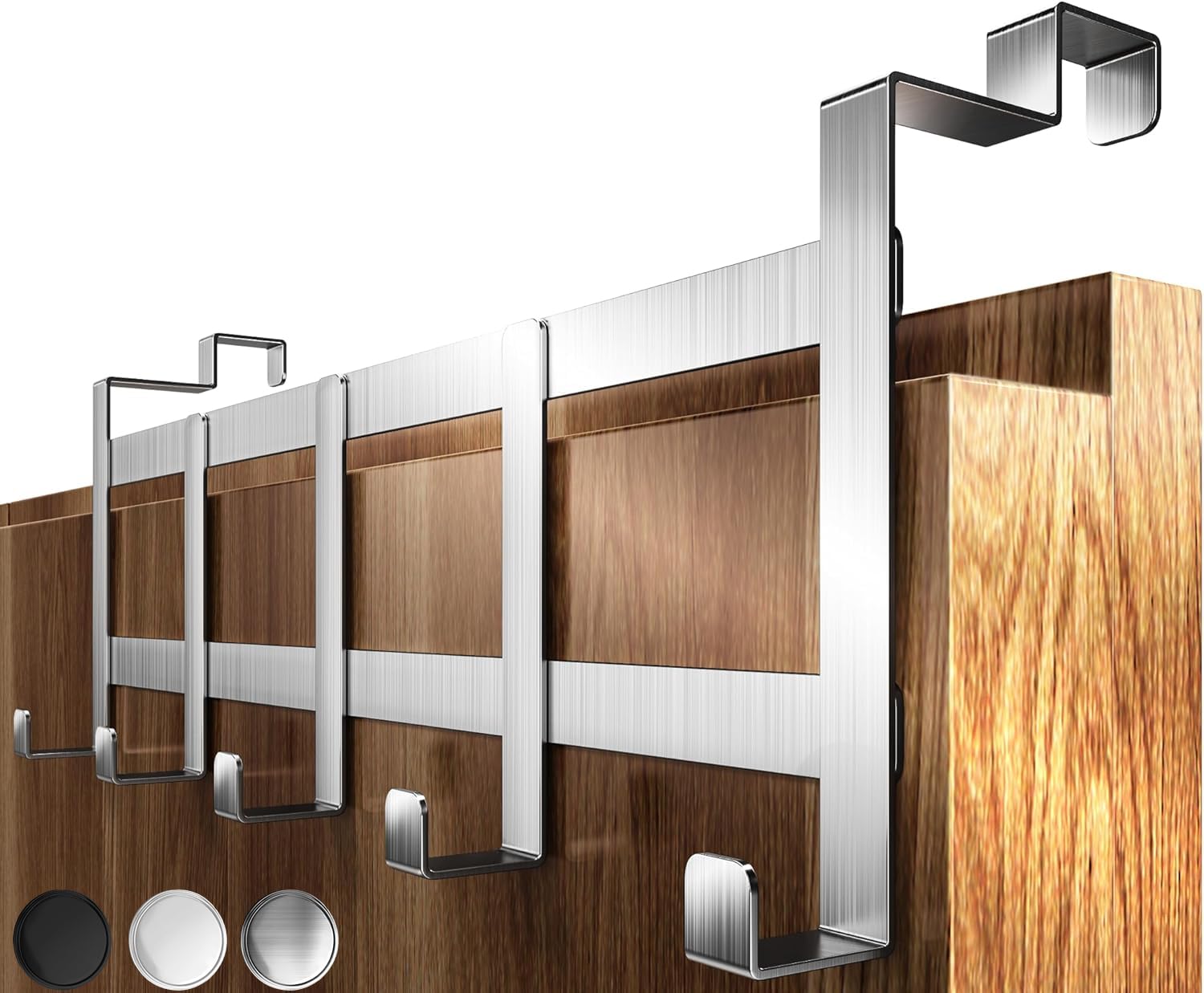 4smile Türgarderobe zum Einhängen, Edelstahl - Türgarderobe Innenseite mit 5 Türhaken zum Einhängen, hohe Tragkraft - Türhaken Innenseite, Türhakenleiste für die Rückseite der Tür