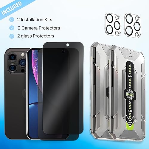 Miniatura 3 de Protector de pantalla de vidrio templado para iPhone 12 Pro Max y protector de lente de cámara, paquete de 2 y 2 kits de instalación resistentes a