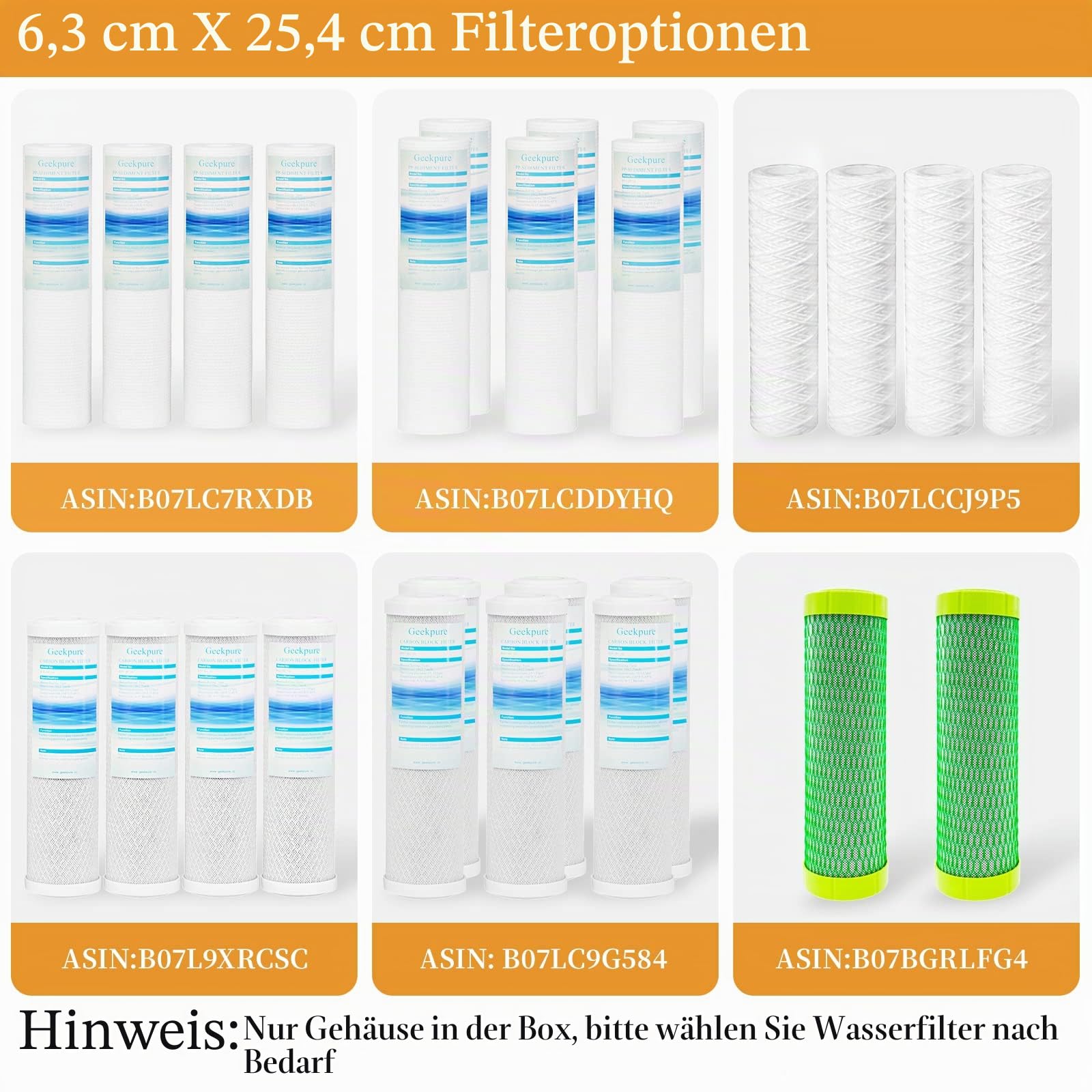 Geekpure 10-Zoll schmales Gehäuse für Hauswasserfilter mit Druckentlastungsventil –3/4" BSP Messinganschluss –passend für 2,5" x 10" Filter –transparent