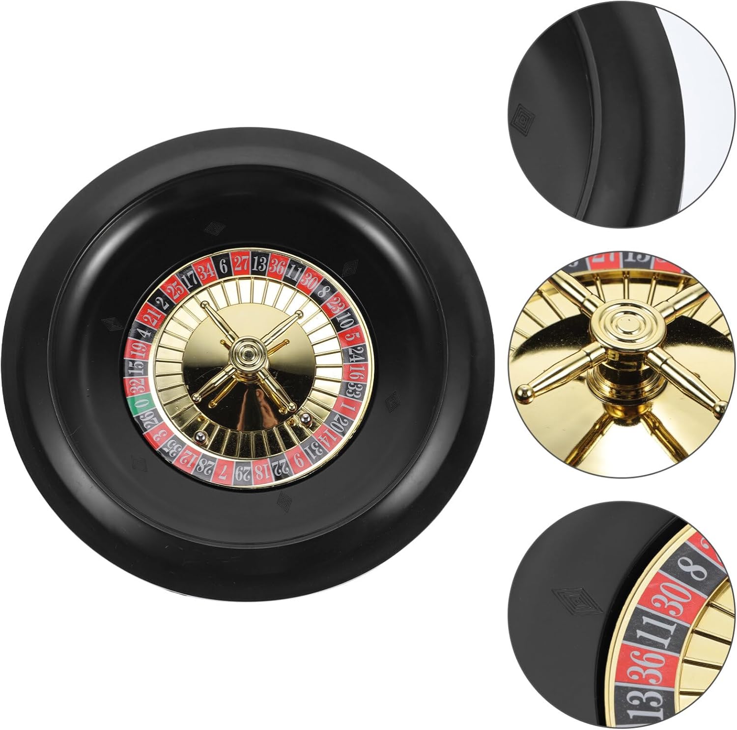 BESTonZON 10 Inches Roulette Wheel, Poker Game Wheel Plastic Game Wheel Table Game Wheel Prop for Home Game Night Party, 25.50X25.50X4.50CM, 5O1KWLB1050R631XSQRSS81
