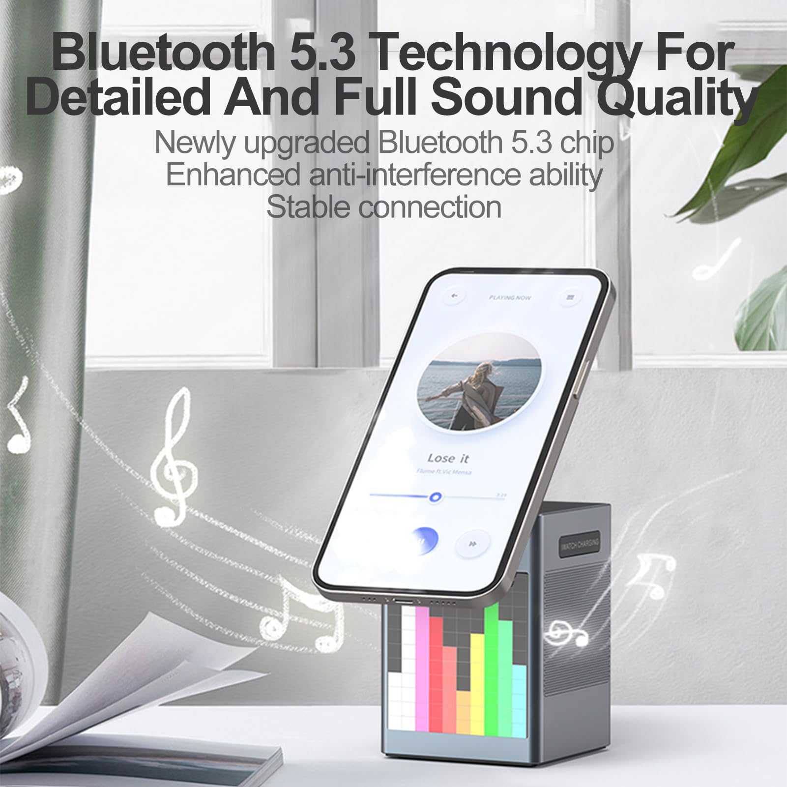 6 en 1 Station de Charge sans Fil Magnétique, Quai de Charge Rapide Pliable 15W pour la Montre D'écoute Téléphonique, Support de Chargeur de Voyage avec Horloge LED,
