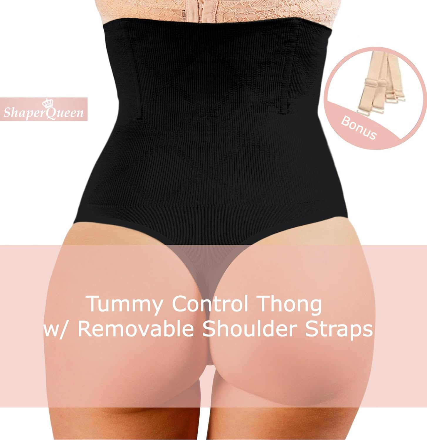 ShaperQueen102A Thong - Women Shapewear Panty Bodysuit High-Waisted Tummy Control Sexy Faja Girdle Cincher Body Shaper - Image 2
