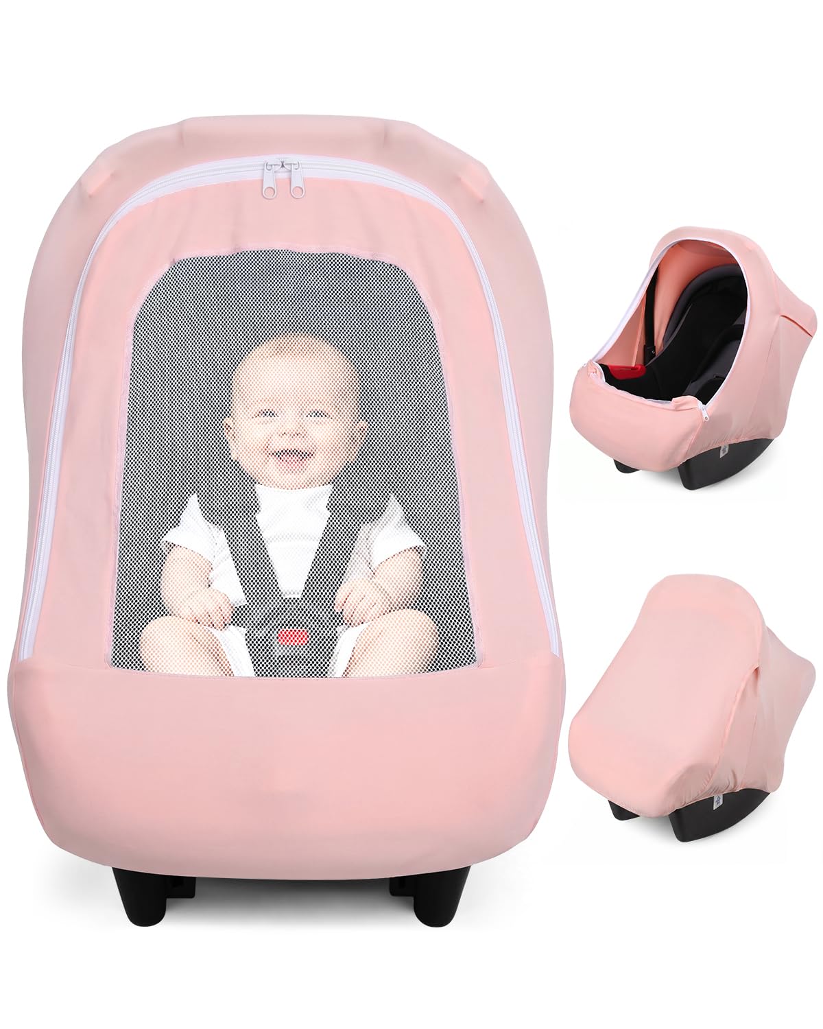 Metplus Funda de asiento de coche 2 en 1, funda multiusos para asiento de coche de bebé con parasol de privacidad, protege el asiento de seguridad de tu bebé con estilo, fundas para portabebés para