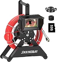 JINXINEBAY Sewer Pipe Inspection Camera 65FT Fiberglass Cable, 4.3" IPS DVR Monitor, IP68 1200TVL HD Night Vision for Plumbers & Contractors
