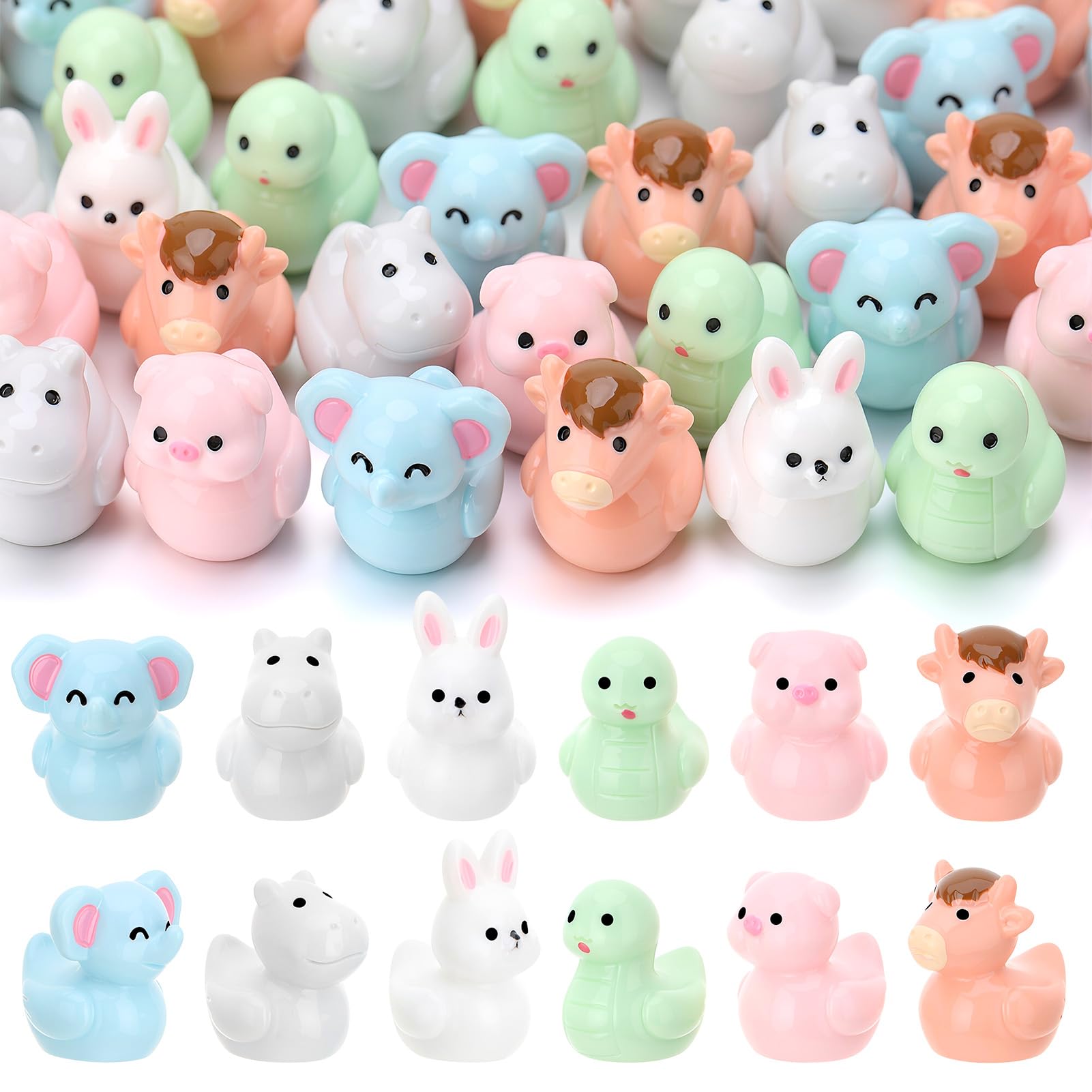 GGSTDDUP 60pcs Mini Resin Animal Ducks, Tiny Ducks for Hiding, Miniature Duck Figurines, Novelty Party Favors Gift Decoration (6 Styles Animals)