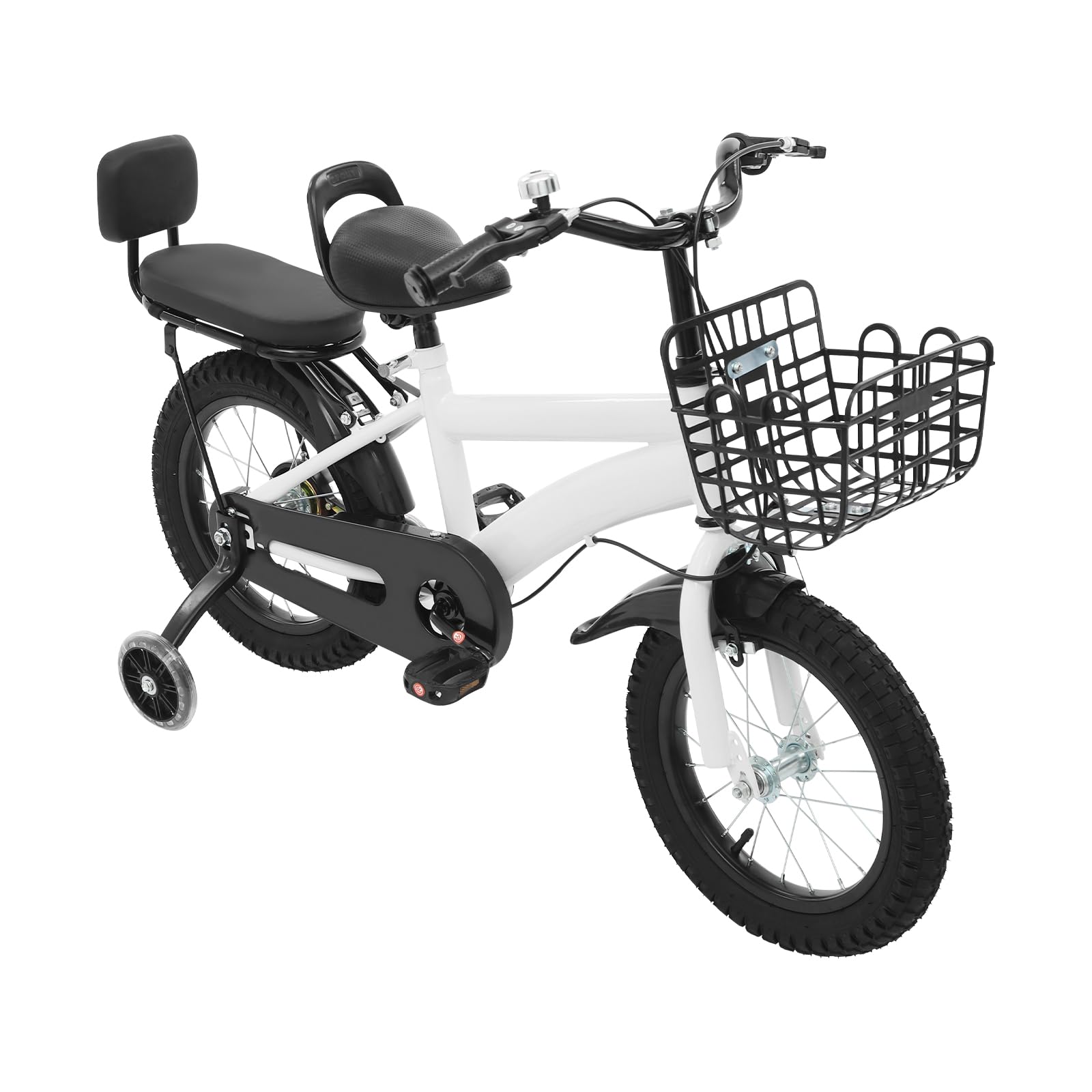 Bicicletta per bambini 14 pollici, bicicletta per bambini con ruote di supporto e cestino, regolabile in altezza per ragazze e ragazzi dai 3 ai 7 anni in su