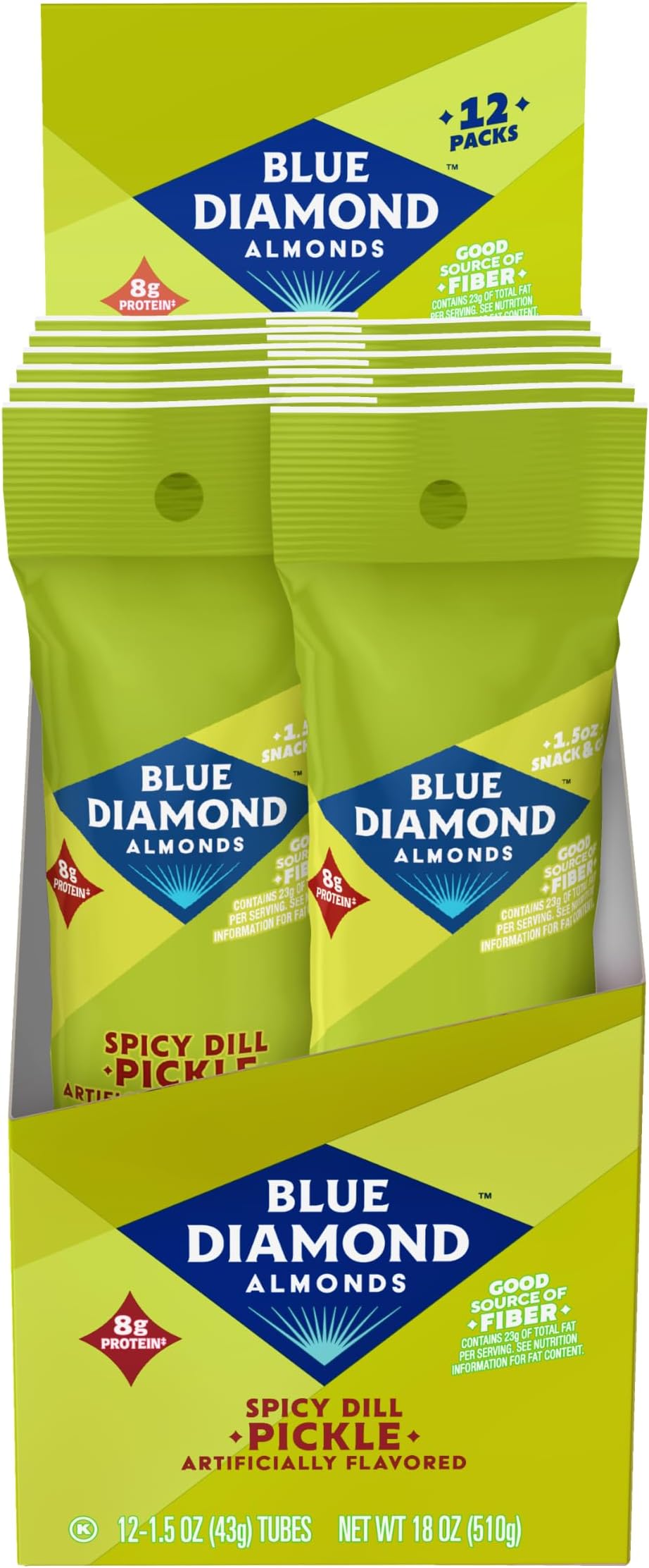 Bold Spicy Dill Pickle Flavored Snack Nuts, Single Serve Bags (1.5 Oz. Tubes, Pack of 12)