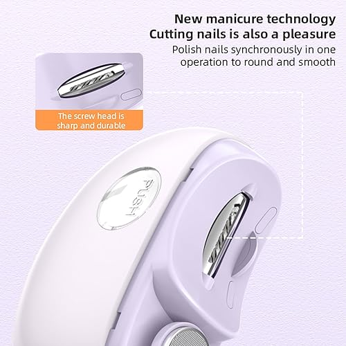 Miniatura 5 de Cortaúñas eléctrico para bebés, adultos y niños, diseño ergonómico de uñas antivuelo, herramienta de manicura de acero inoxidable con colector de