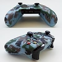 Vista 2 de Hikfly Kit protector de piel de silicona para Xbox One - Camuflaje con 8 tapas de agarre para pulgar (azul claro)
