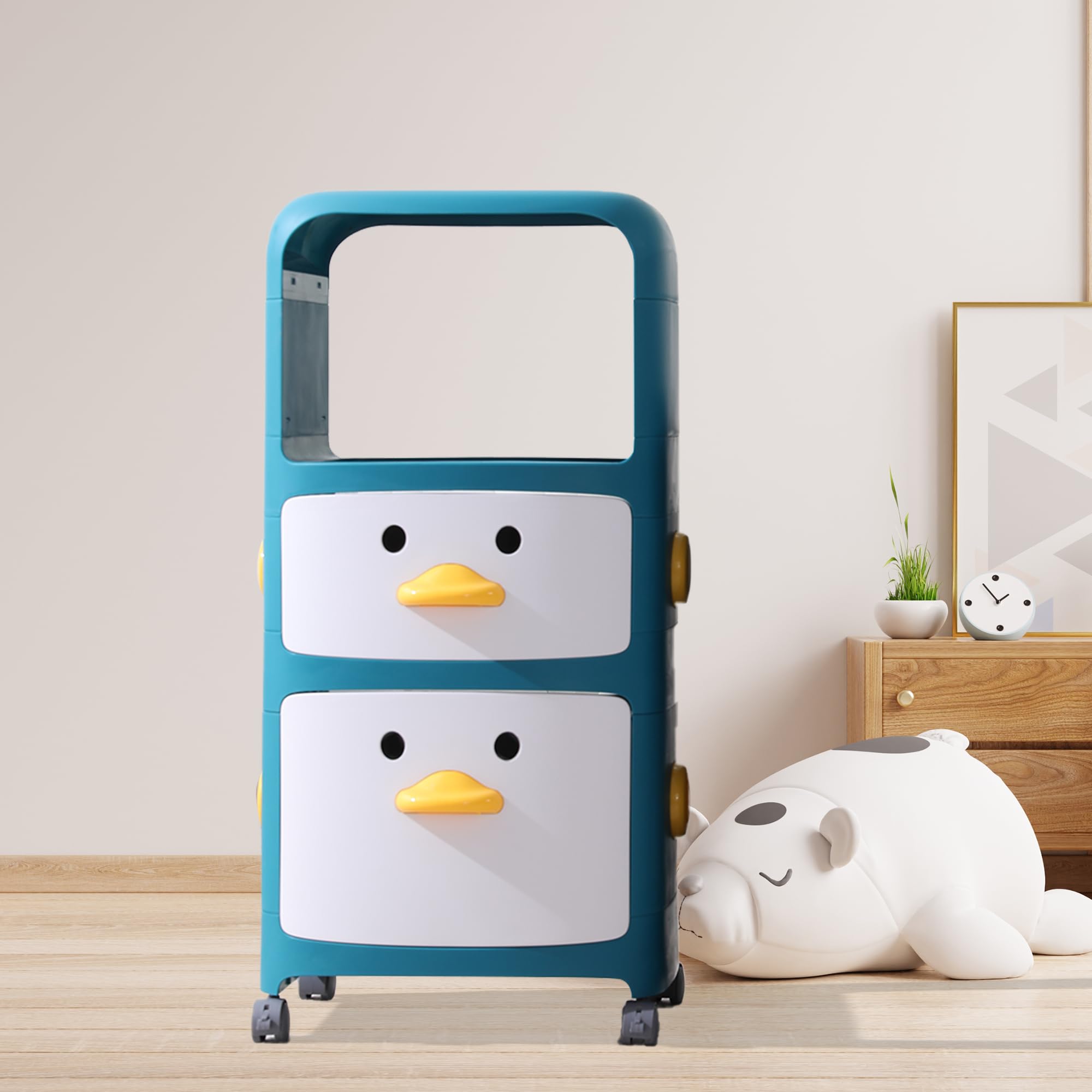 Kuber Industries (Pack of 1) Duck Storage Rack | Large Capacity Trolley Rack For Living Room | Storage Rack For Books | Multipurpose Storage Trolley with Drawers & Wheels For Toys | 518 |Blue (B0D6YTZ89V) Amazon Price History, Amazon Price Tracker