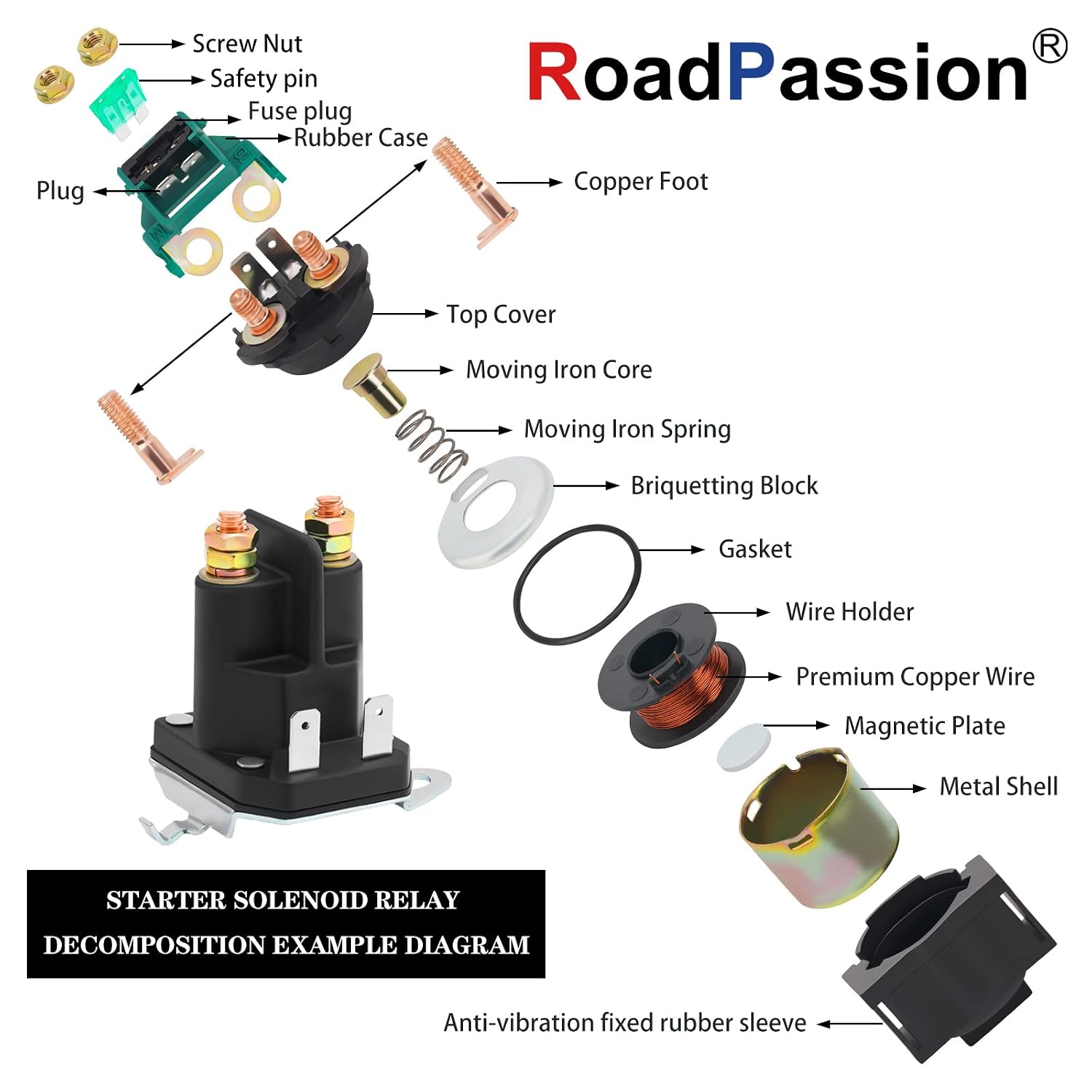 Road Passion Starter Solenoid Relay Replacement for Trombetta 862-1241-211-12 AYP 192507 Craftsman 532192507, 21546294 435-325