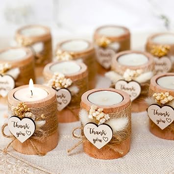 10 Pack Tealight Candle Holders Wedding Favors for Guests - Return Gifts Bridal Shower, Party Favors Adults for Guest, Thank You Gifts - Decorative for Table Centerpiece