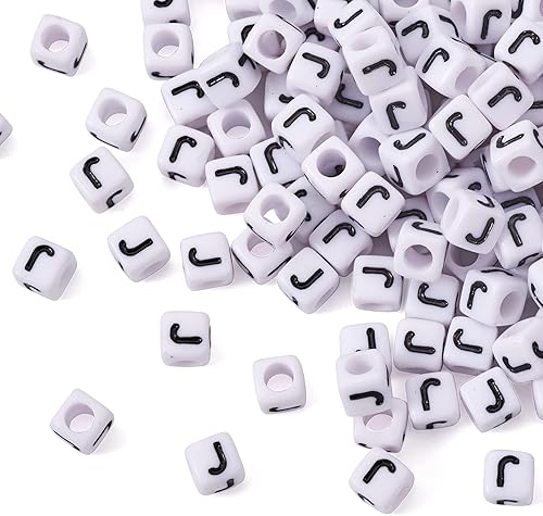 Vista 167 de FASHEWELRY 300 cuentas de letras acrílicas blancas de 0.236 x 0.236 pulgadas (0.236 x 0.236 in), cuentas del alfabeto para hacer pulseras