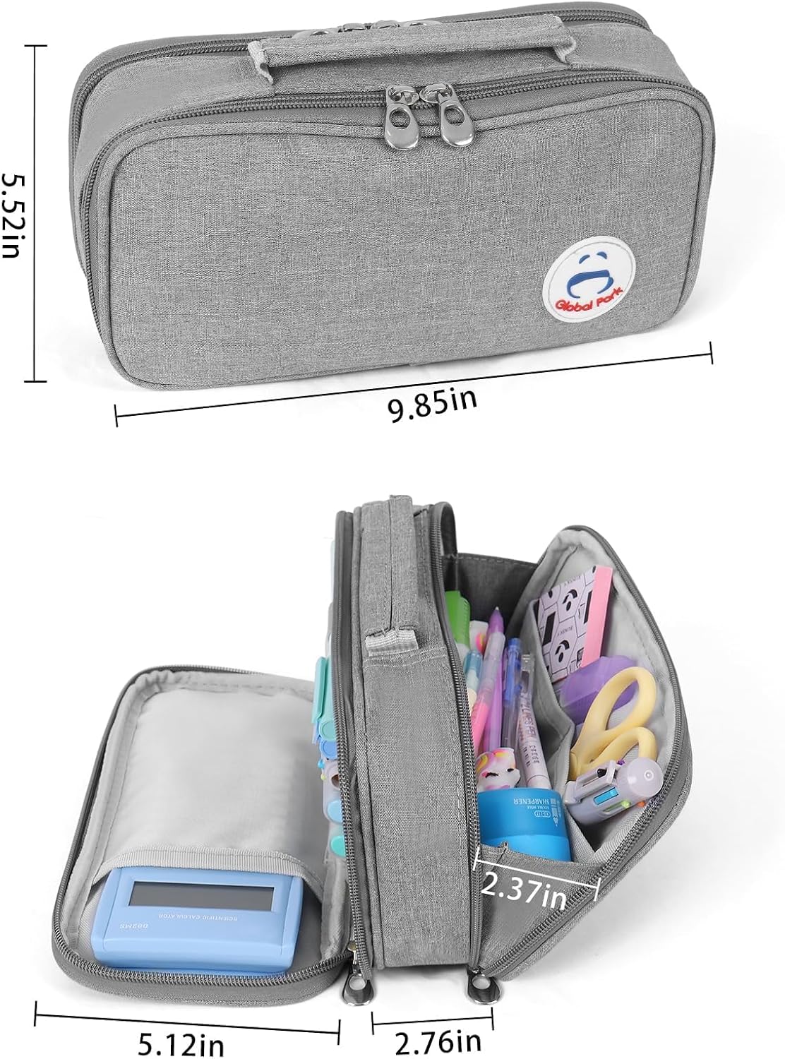 Surpop Pencil Case Pen Bag Holder Pouch Large Handle Big Capacity Desk Organizer Storage Marker Box Stationary Makeup Cosmetic Double Zippers for School Office Students Teen