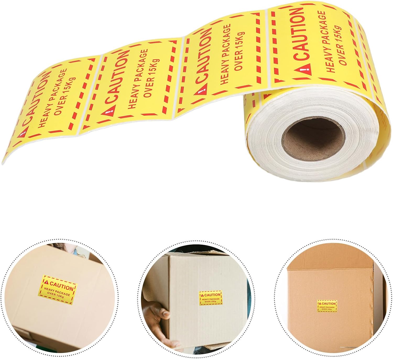 Gadpiparty Heavy Package Warning Stickers 15kg Weight Caution Shipping Labels Adhesive Overweight Handling Tags for Moving and Packaging (100x70mm, 500pcs Roll)