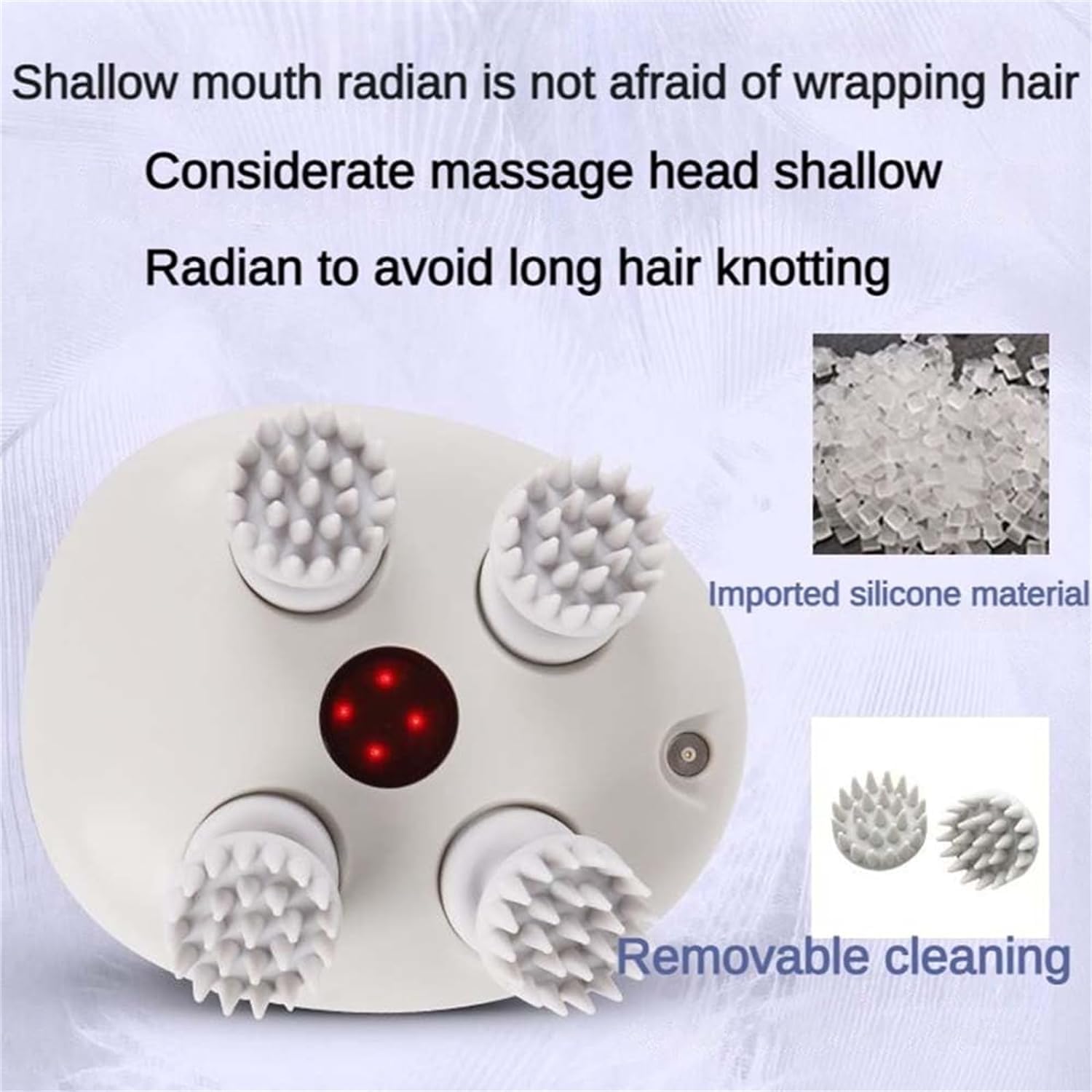 Massaggiatore intelligente per cuoio capelluto con luce rossa, massaggiatore elettrico per la crescita dei capelli, massaggiatore elettrico portatile impermeabile per la testa del cuoio