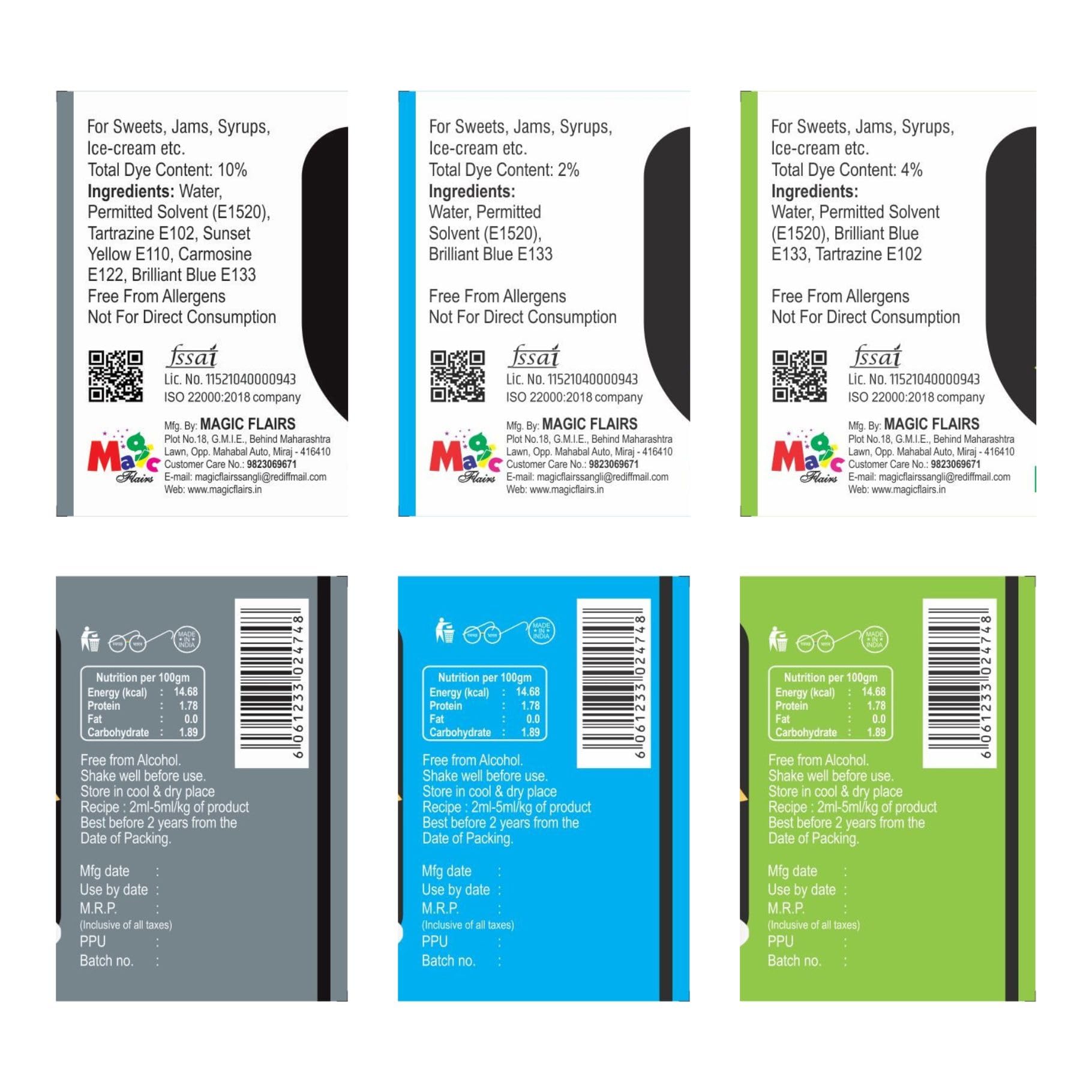 Papilon Liquid Food Colour Pack of 3 (50ml Each)-Pink, Blue, Black For Cake| Icecream| Sweets| Chocolates| Baking| Cooking 2