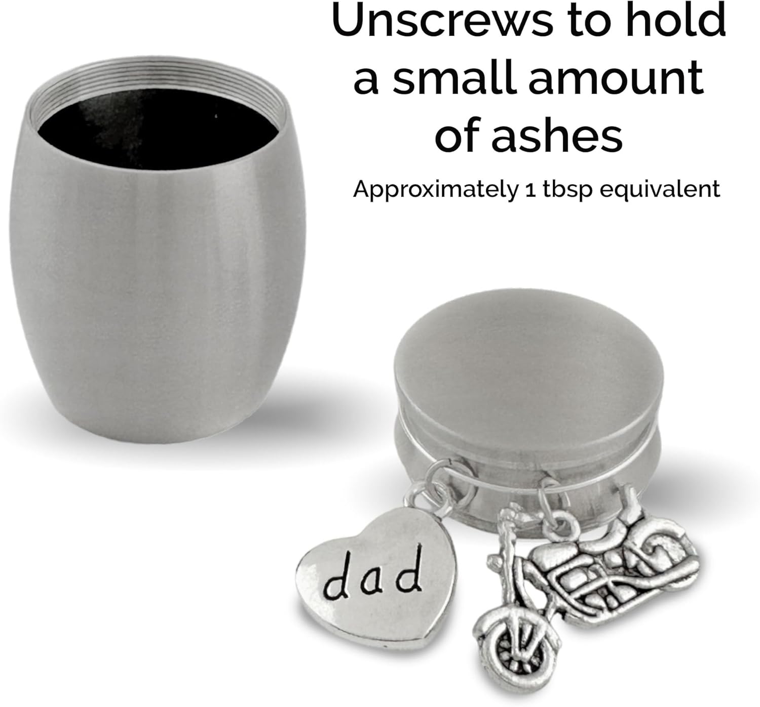 Dad Motorcycle Mini Urn Ashes Holder Biker Memorial Loss of Father Remembrance Gift for Daughter or Son Heavyweight Stainless Steel