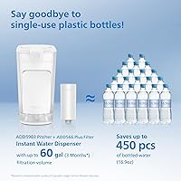 Vista 5 de PHILIPS Jarra de filtro de agua de 20 tazas con filtro Plus - ADD5903, dispensador de agua recargable, filtro purificador de agua para puerta