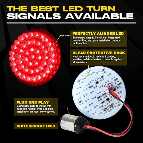 Miniatura 2 de LX-LIGHT Par de 2 pulgadas estilo bala 1157 Kit de luces direccionales LED traseras compatibles con Dyna Softail Touring Street Glide Road King