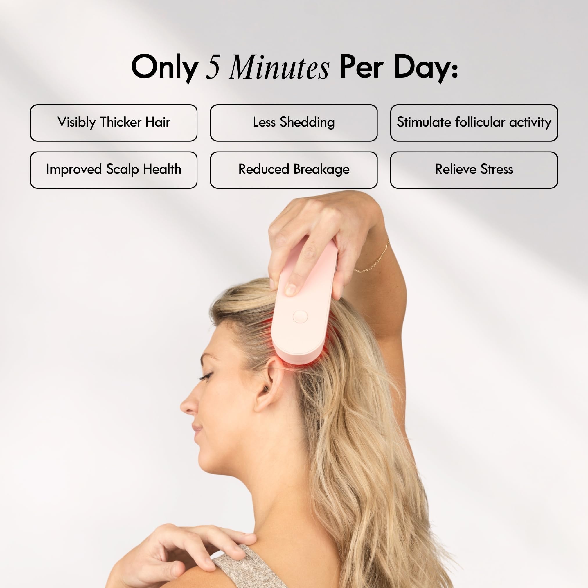 Laduora DUO 4-in-1 Kopfhaut- & Haarpflegegerät und Boost Pods 2er Set | Mikrostrom für Haar | Wärmendes Kopfhautmassagegerät für glatteres, dickeres, gesünder aussehendes Haar (rosa Pfingstrose)