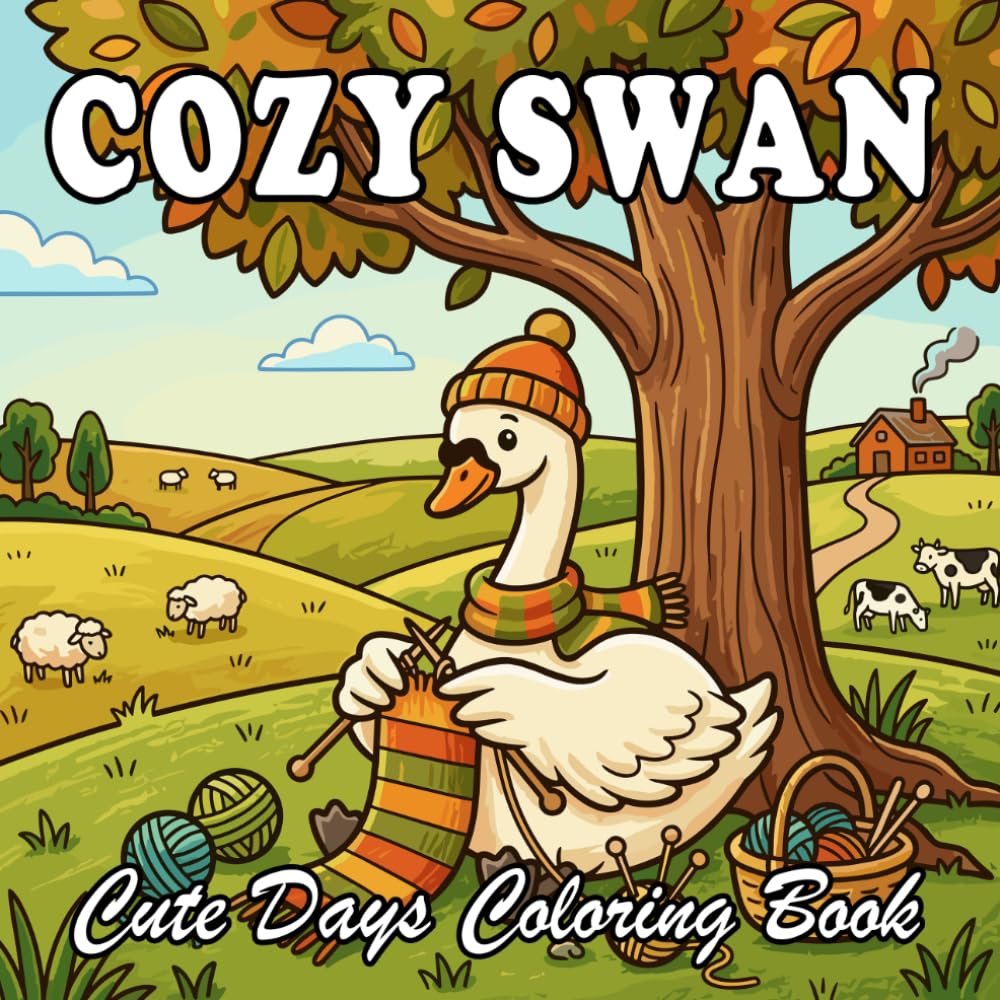 Cozy Swan Coloring Book: Cute Anthropomorphic Swan Home Life for Kids and Adults