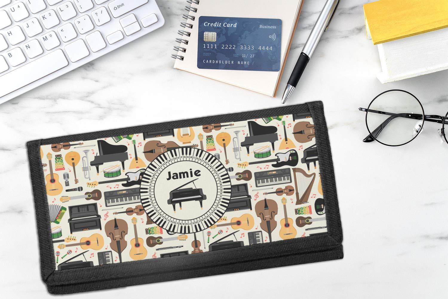 Personalized Musical Instruments Canvas Checkbook Cover