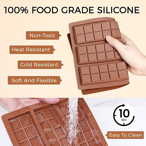 Miniatura 4 de Molde de barra de chocolate – Moldes antiadherentes para chocolate, molde profundo de silicona de grado alimenticio para pistacho de Dubai, dulces