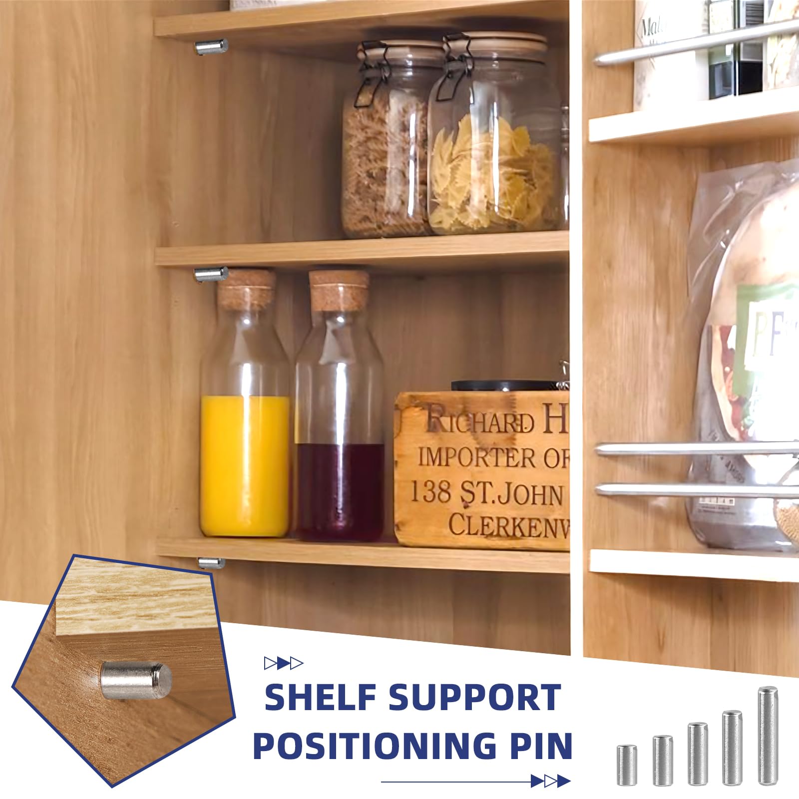 Kit di 300 Spinotti cilindrici M2/M3/M4 in acciaio inox 304 Perni meccanici, Perno supporto per scaffali, Perno di centraggio con scatola per assemblaggio industriale, scaffalature e mobili