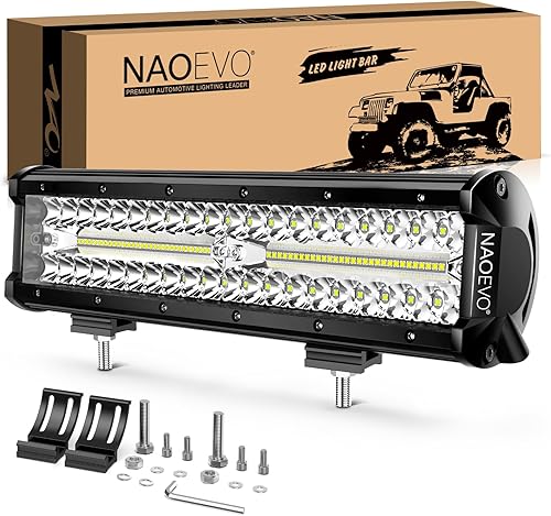 NAOEVO Barra de luz LED de 12 pulgadas, 300 W, 30000 lúmenes, luces LED para todo terrenoconducciónniebla, barra LED, haz combinado de luces de