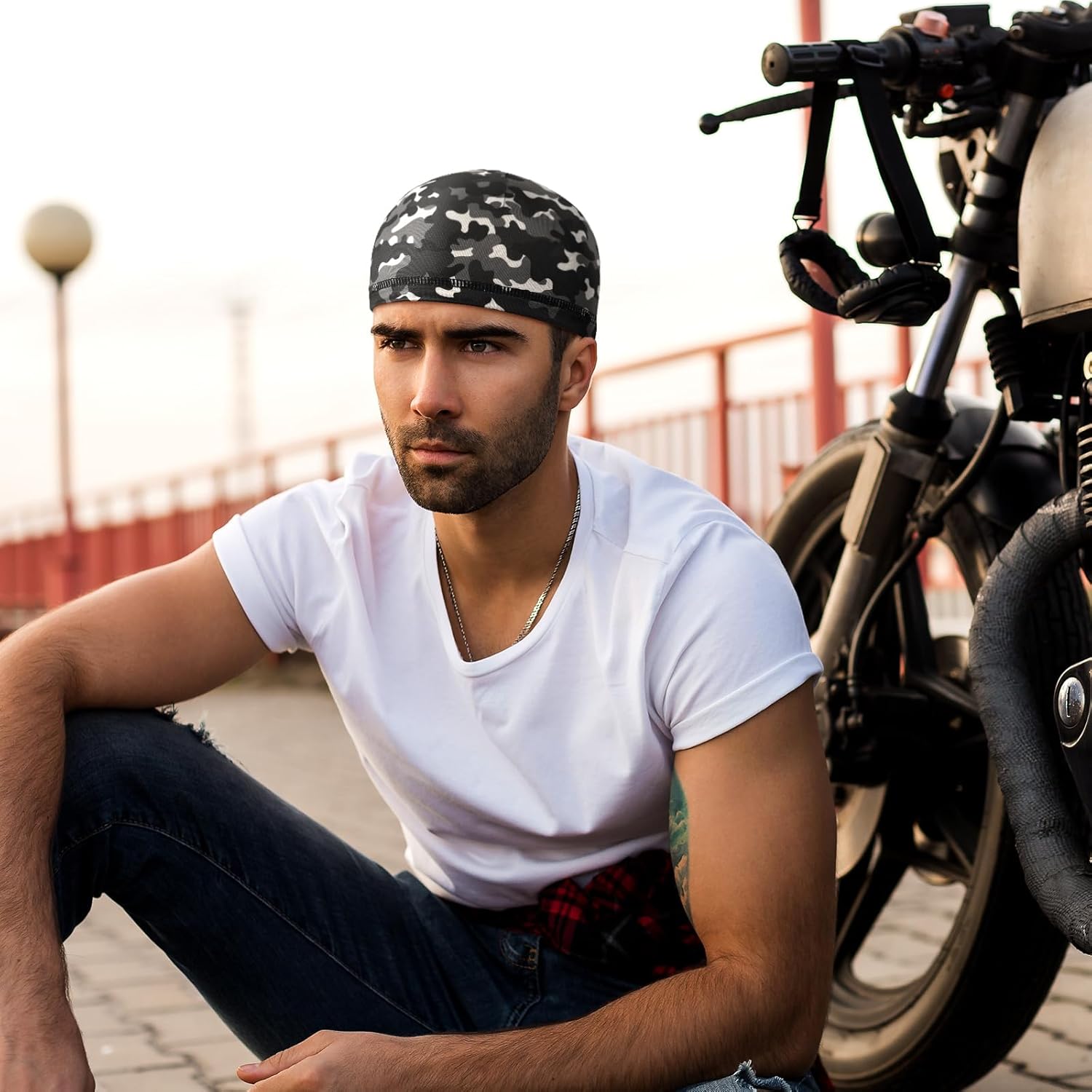 Boao 6 Pieces Cooling Skull Caps Helmet Hard Hat Liner Sweat Wicking Running Beanie Cycling for Men Women - Image 5