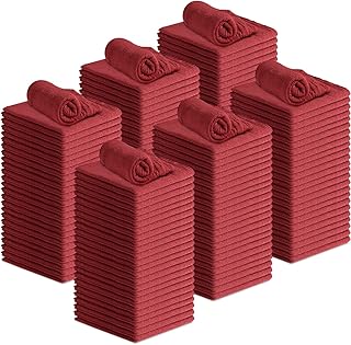 Avalon Towels Cotton Shop Towels – (Pack of 150) Size 12x14 Inches Cleaning Rags – Absorbent Shop Rags and Multipurpose Cleaning Towels for Automobiles, Industries, Garage and Homes (Red)