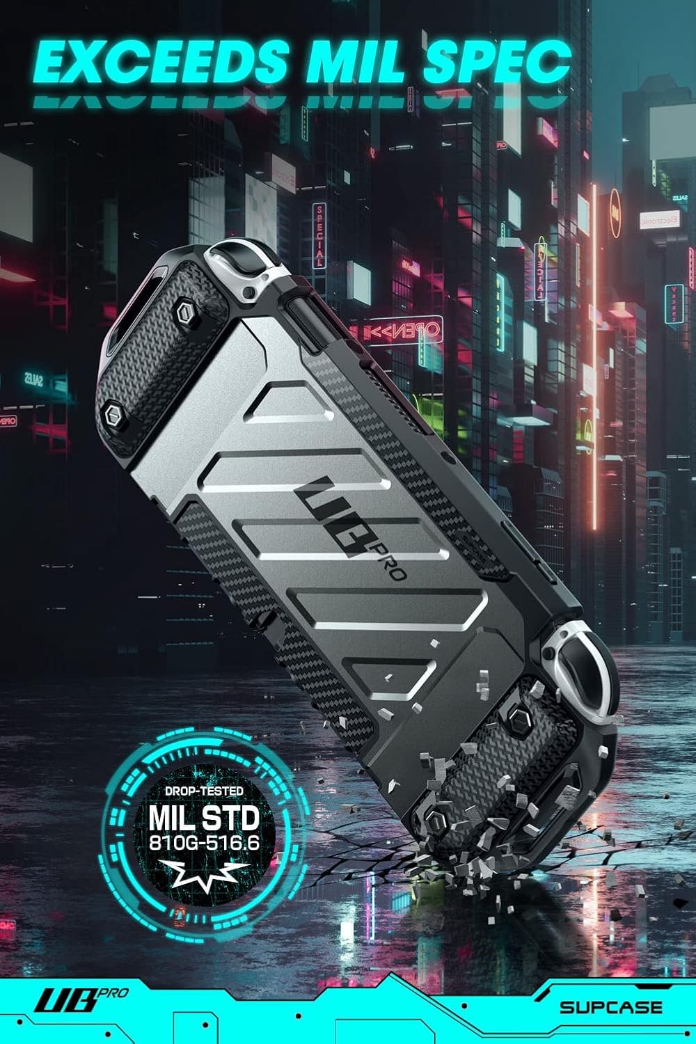 SUPCASE for Nintendo Switch OLED Case 2021 (Unicorn Beetle Pro), [Military-Grade Protection] [Ergonomic Design] Dockable Integrated Cover Accessories for Nintendo Switch OLED, Black - Image 3