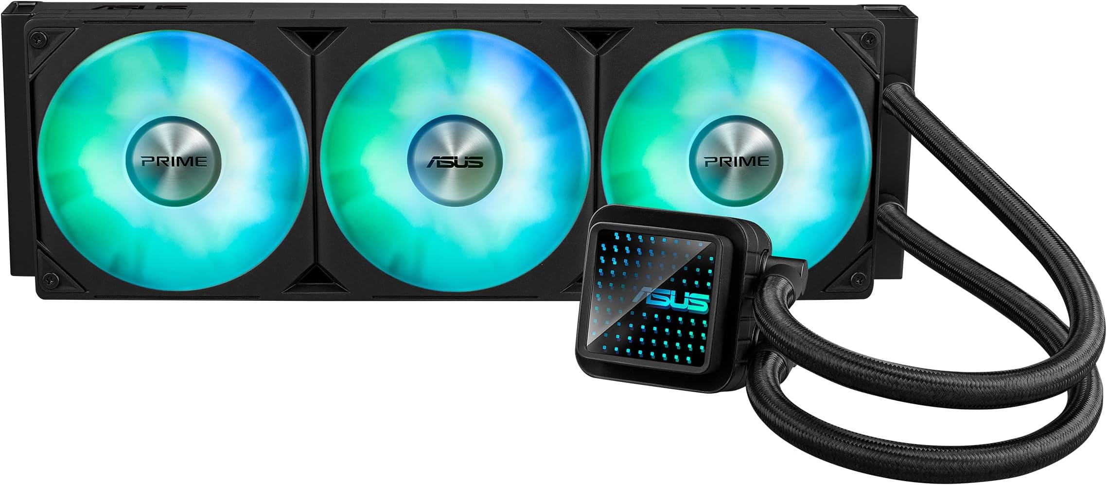 ASUS Prime LC 360 ARGB All-in-one AIO CPU Liquid Cooler AMD: AM5 & AM4 Intel: LGA 1851, 1700, 1200, 115x Specially Designed CPU Contact Area, finned Channels, Infinity Mirror, pre-Installed ARGB Fans