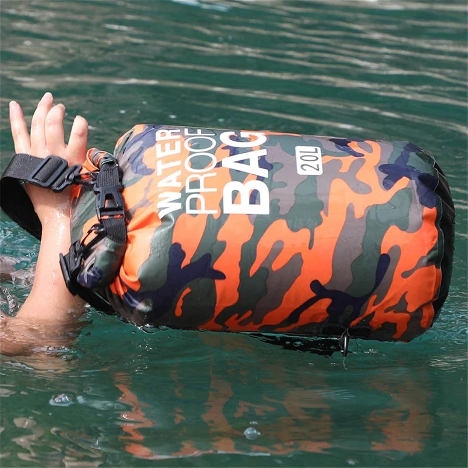 Wasserdichter Beutel Dry Bag Wasserdicht for Frauen Männer, 2/5/10/15/20/30L Outdoor Sport Tasche for Schwimmen Bootfahren Kajak Rafting Fluss Trekking(E1 20L Double Strap)