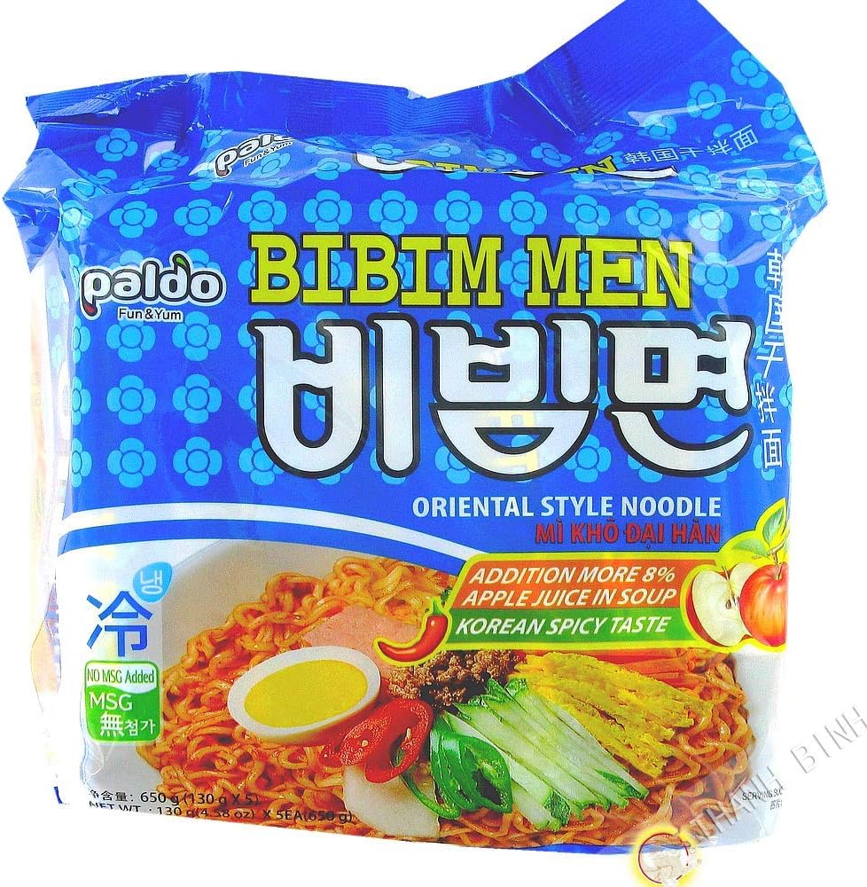 Paldo Bibim Men Korean Spicy Taste Apple Juice Soup Oriental Stype Noodle (Pack of 5)
