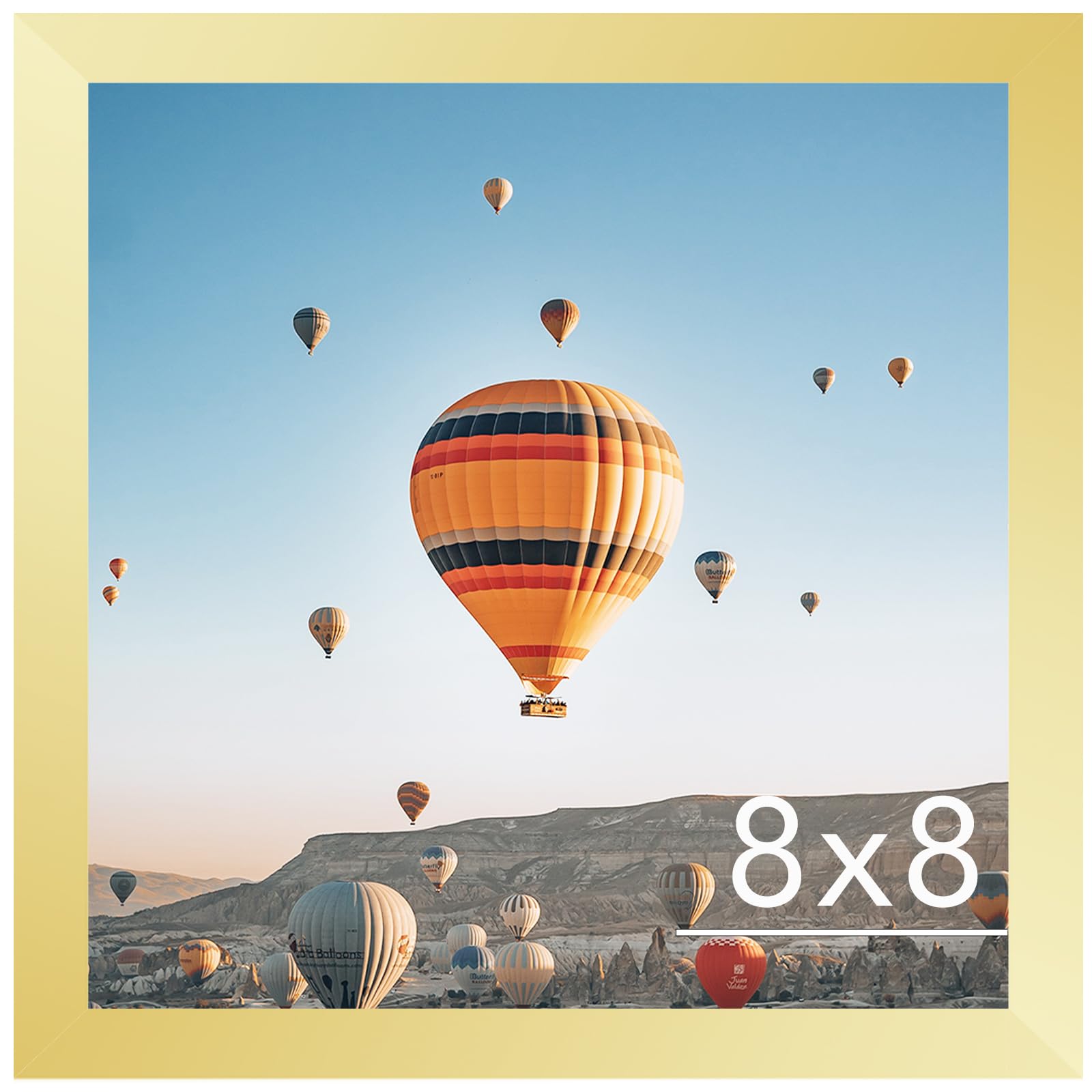 JCJMY 8x8 Picture Frame Gold for Wall Hanging or Tabletop, Wall Mounting Horizontally or Vertically, 8 x 8 Square Wall Gallery Poster Photo Frame with Durable Shatter Resistant Plexiglass, Gold