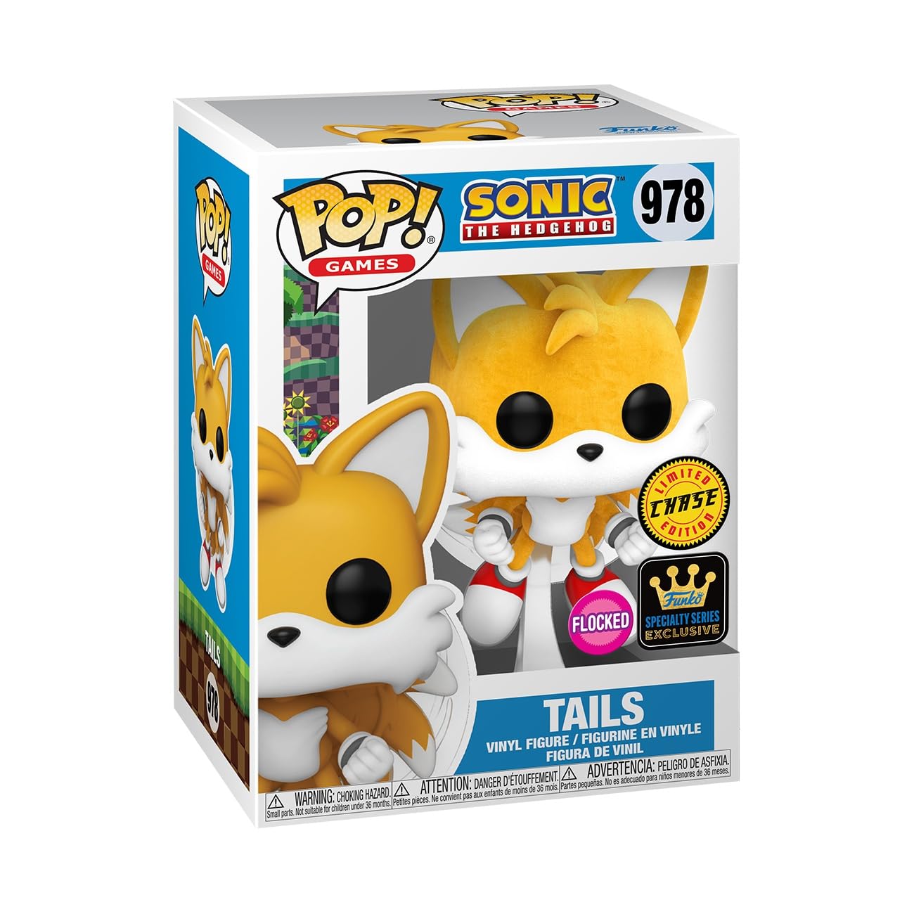 Pop! Sonic The Hedgehog - Tails Flying Chase Figure - Specialty Series Flocked Chase Figure